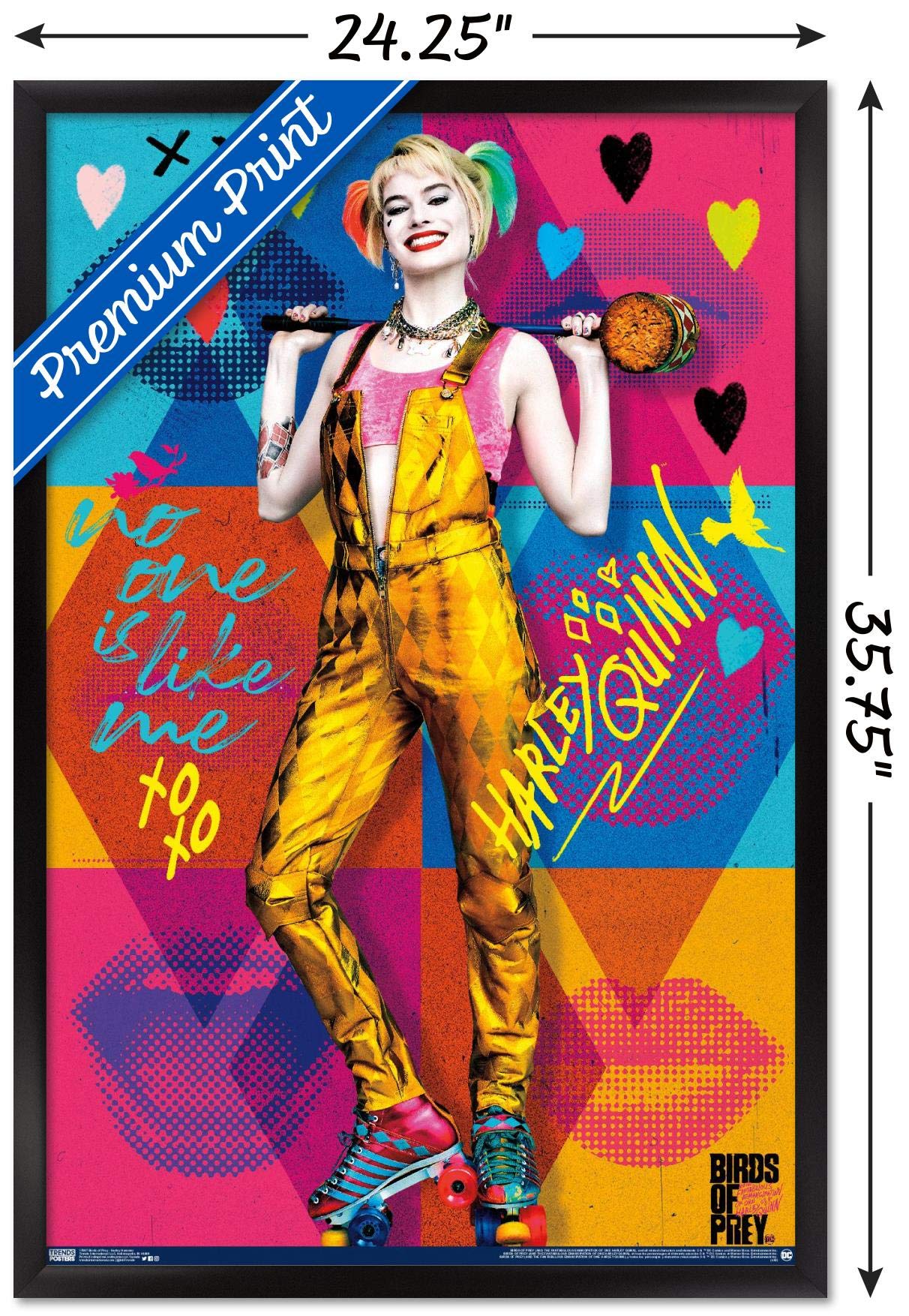 Trends International Dc Comics Movie - Birds Of Prey - Harley Quinn - Hammer Wall Poster, 22.375'' X 34'', Black Framed Version