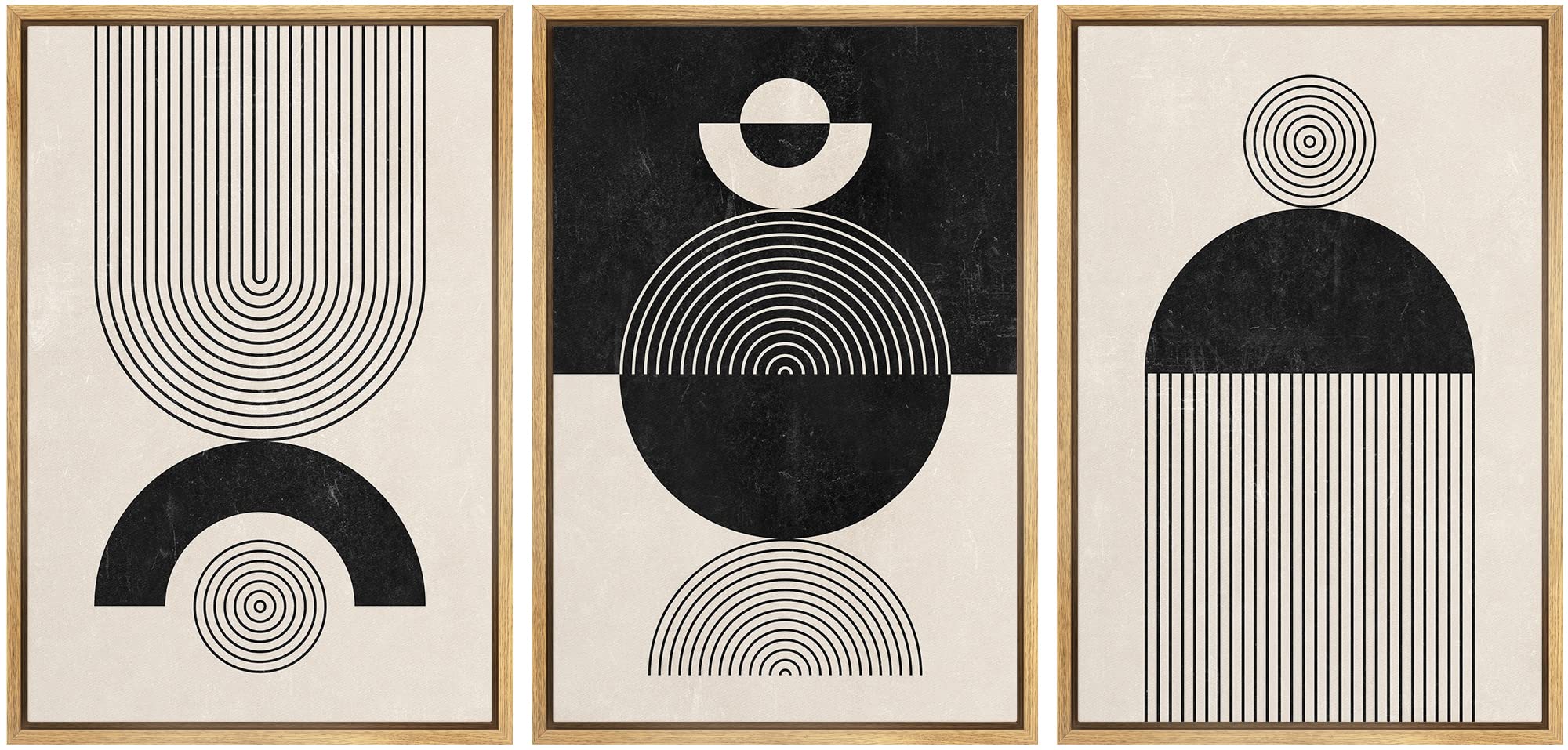 Idea4Wall Framed Canvas Print Wall Art Set Geometric Spiral Circle Ring Polygon Landscape Abstract Shapes Illustrations Modern A