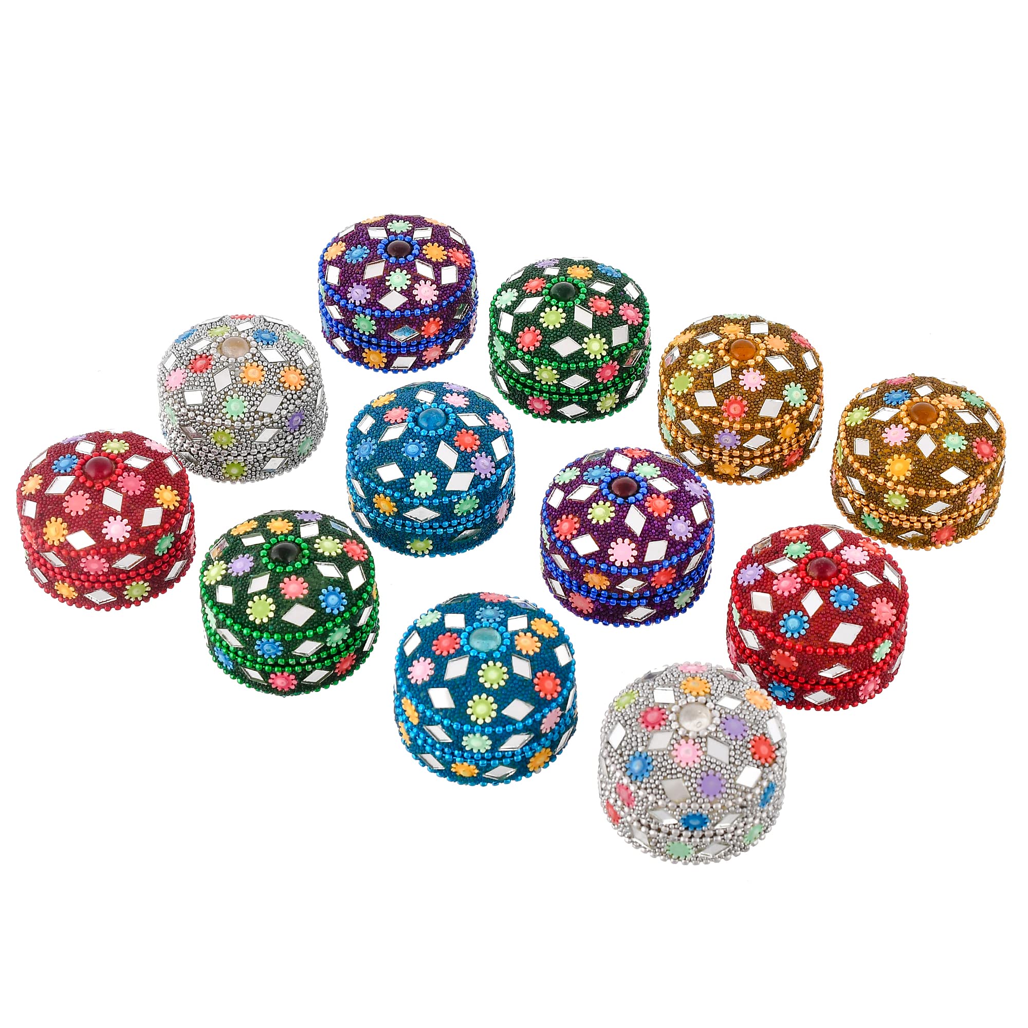 Craftam Aluminum Lakh Sindoor Boxe, Kumkum Box Bharani Wedding Return Gifts (Set Of 12), Round