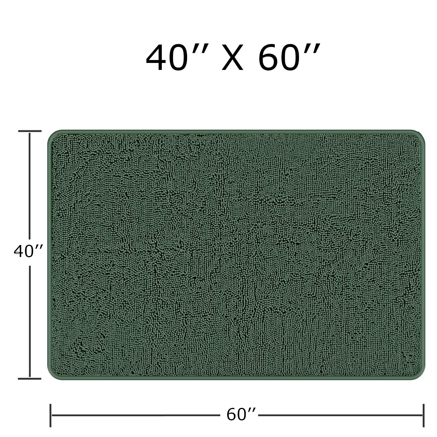 Pureswan Bathroom Runner Rug 40 X 60 Inch - Extra Large Long Bath Mat | Absorbent And Washable Thick Chenille Bath Rug Non-Slip