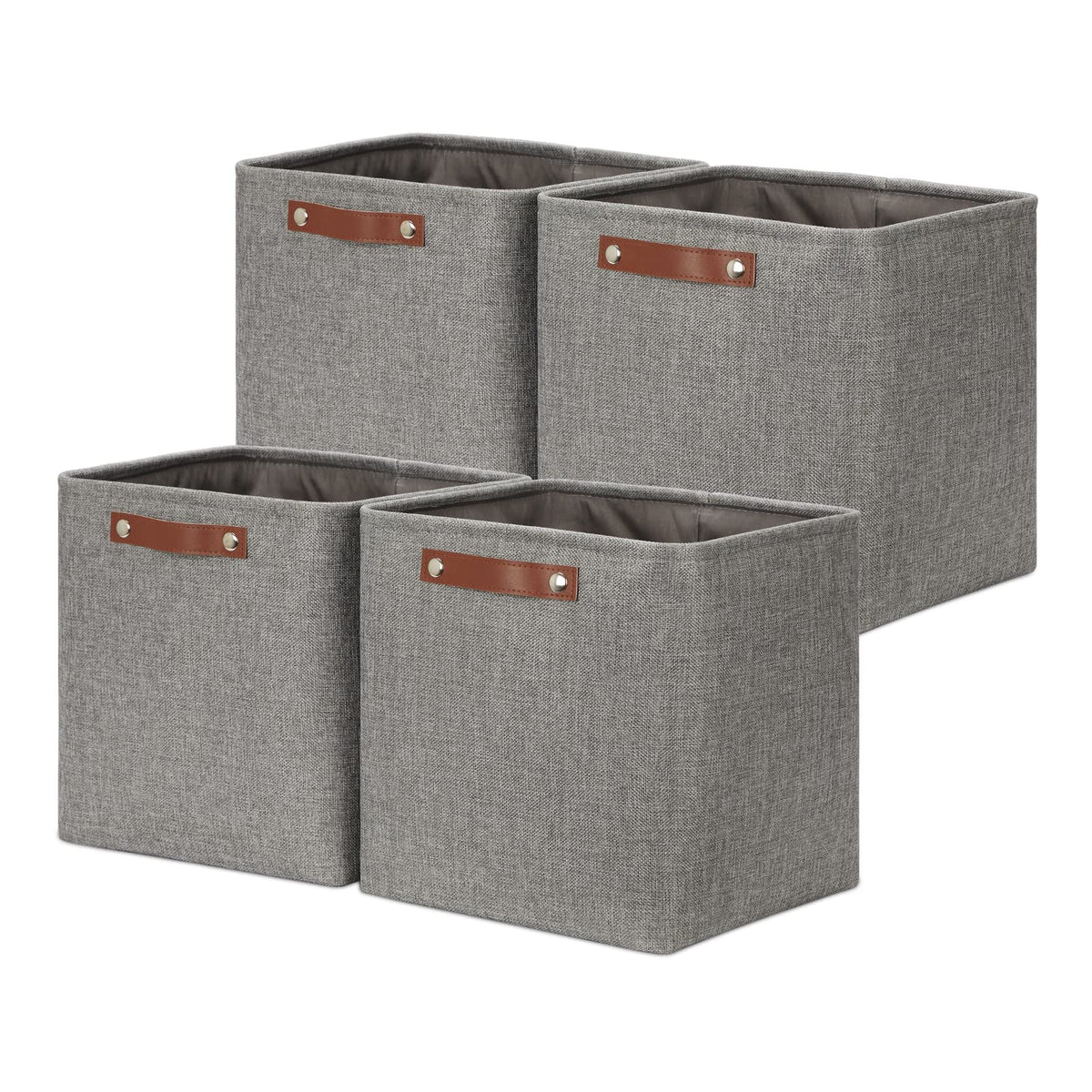 Dullemelo 12 Inch Cube Storage Bins, Large Collapsible Grey Storage Baskets For Square Cubes Organizing, Fabric Boxes Bins For S