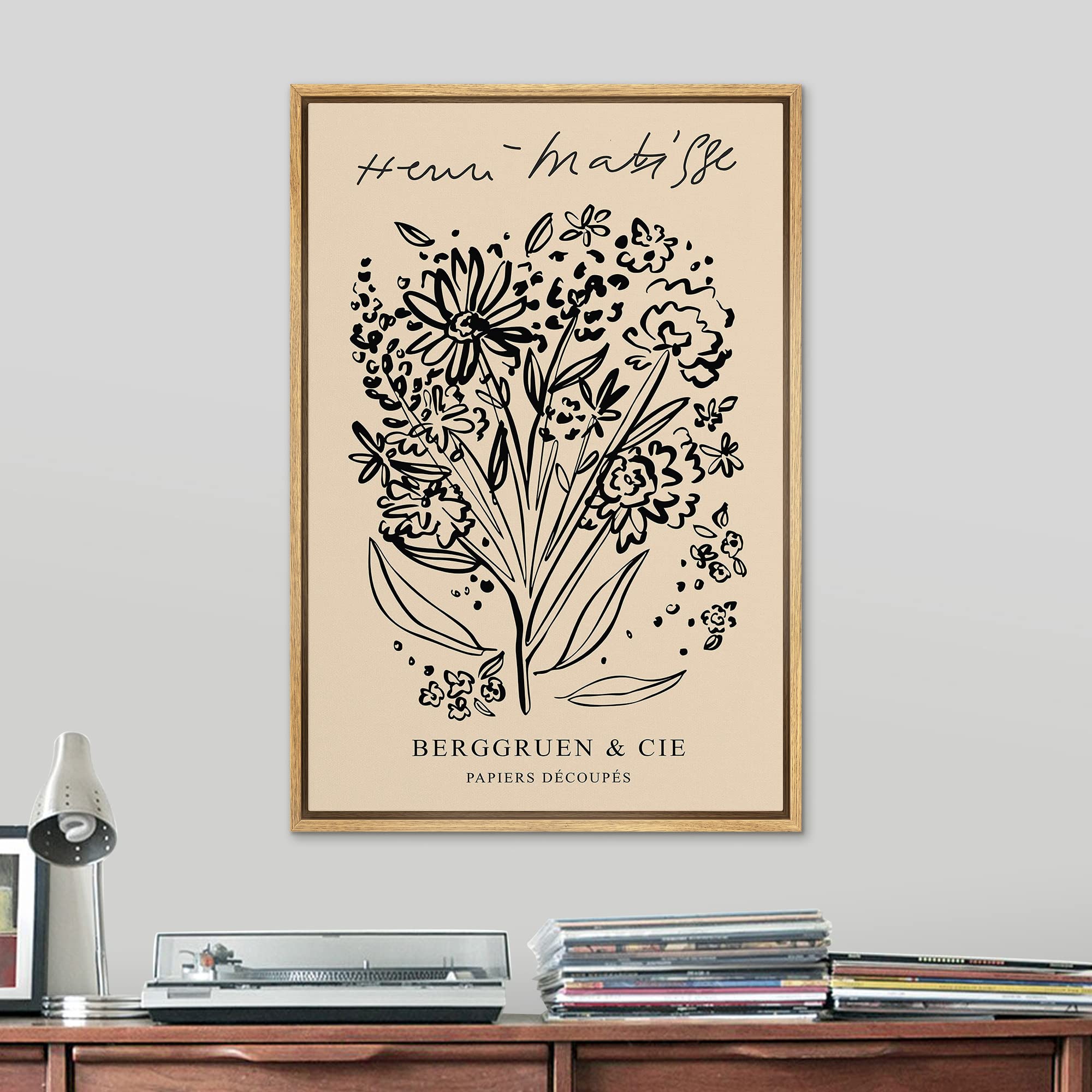 Signleader Framed Canvas Print Wall Art Flower Garden Sketch By Henri Matisse Classic Vintage Illustrations Fine Art Decorative