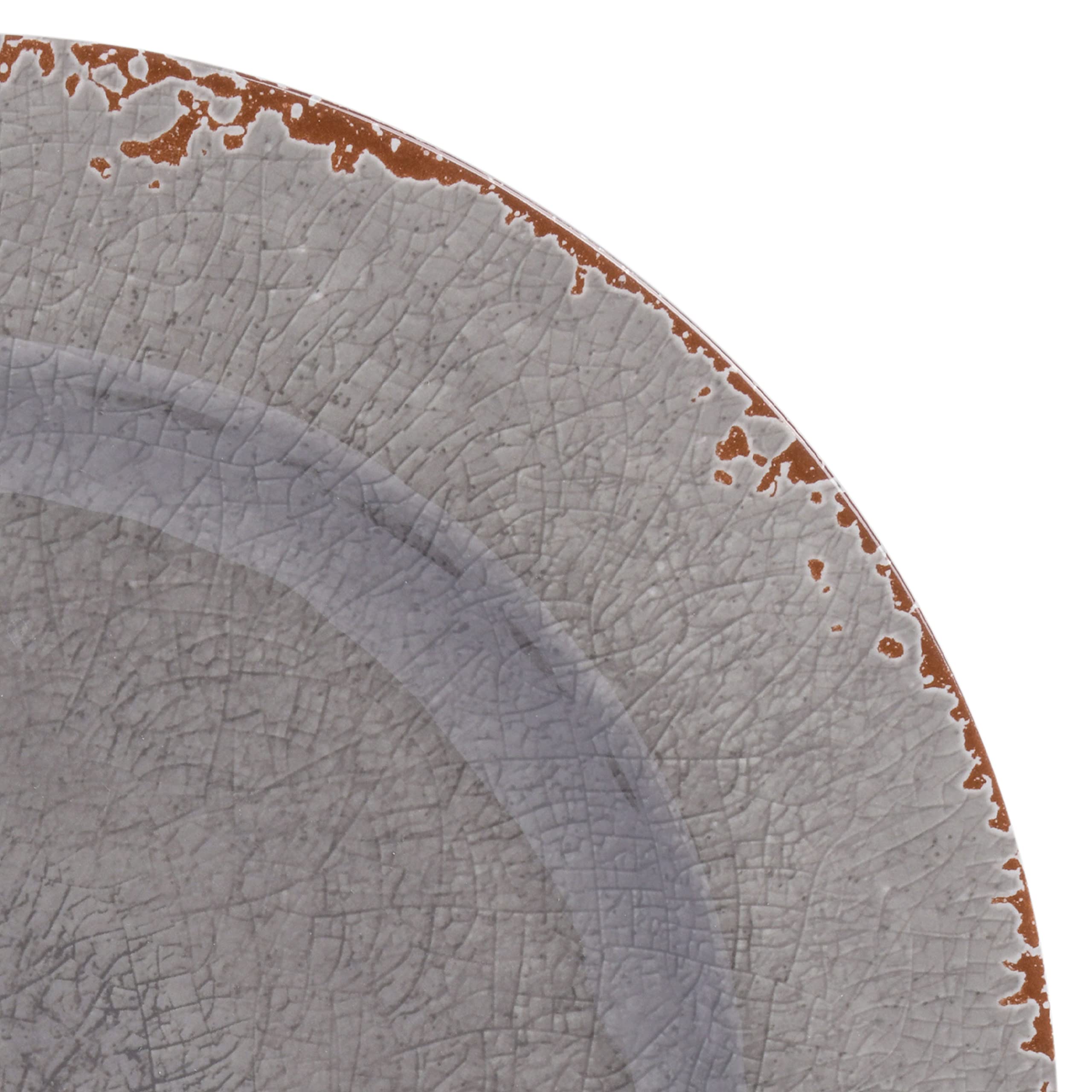 Gibson Home Mauna Melamine Dinnerware Set, Service for 4, 12pcs, Grey Rustic, Model 114336.12
