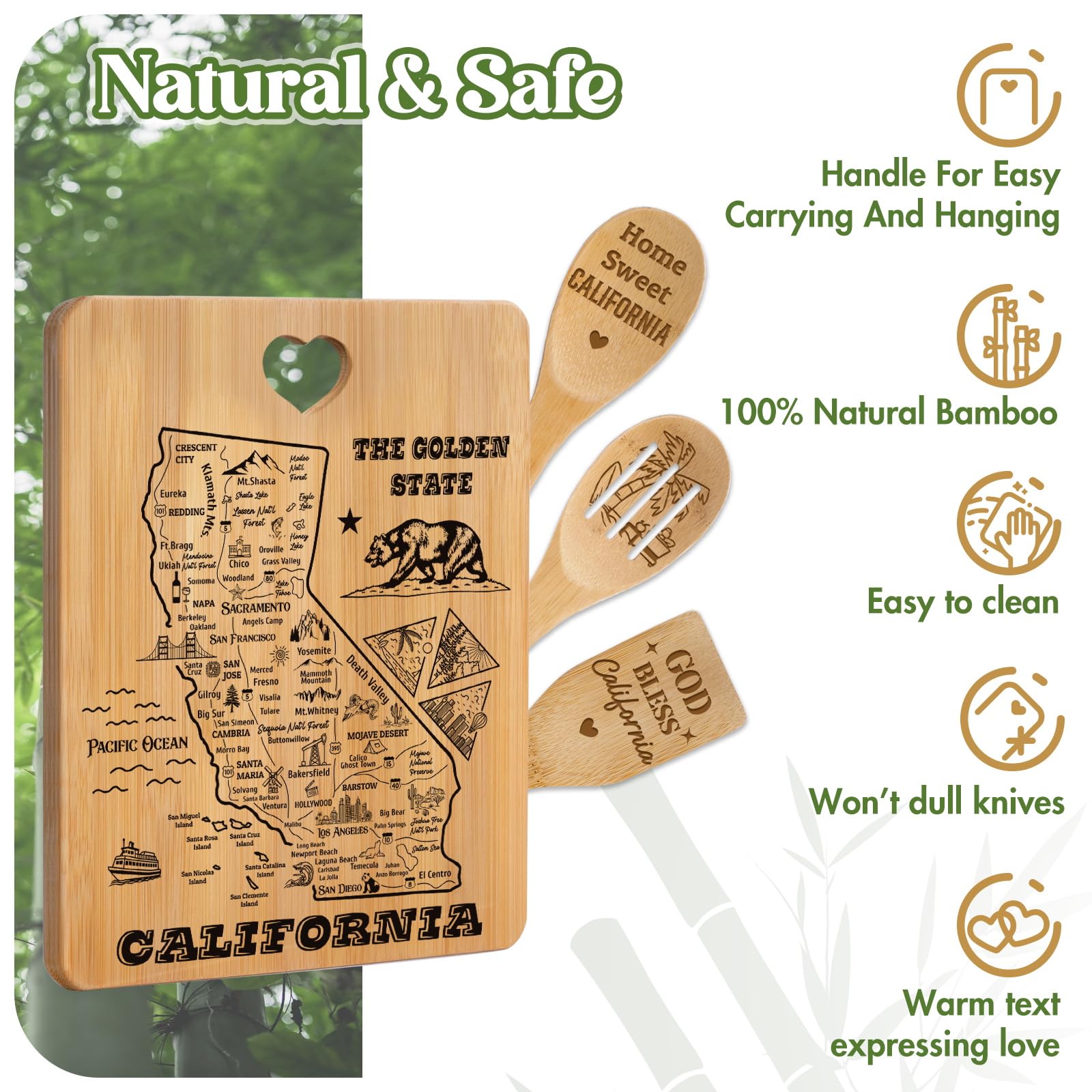Gifts for Husband -  Best Husband Ever  Husband Gifts Cutting Board Set, Bamboo-Made Engraved Utensil Set Birthday Gifts for Hus