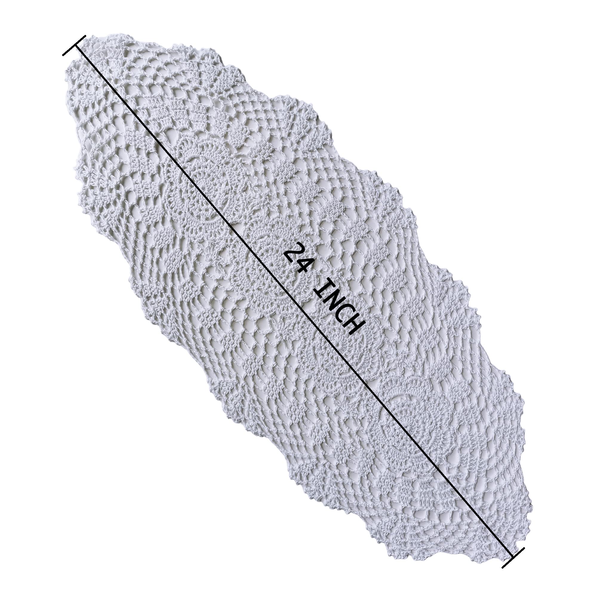 Phantomon Oval Lace Table Runner Doilies Floral Table Scarf Furniture Cloth Cover Handmade Crochet Placemats, 100% Cotton (White