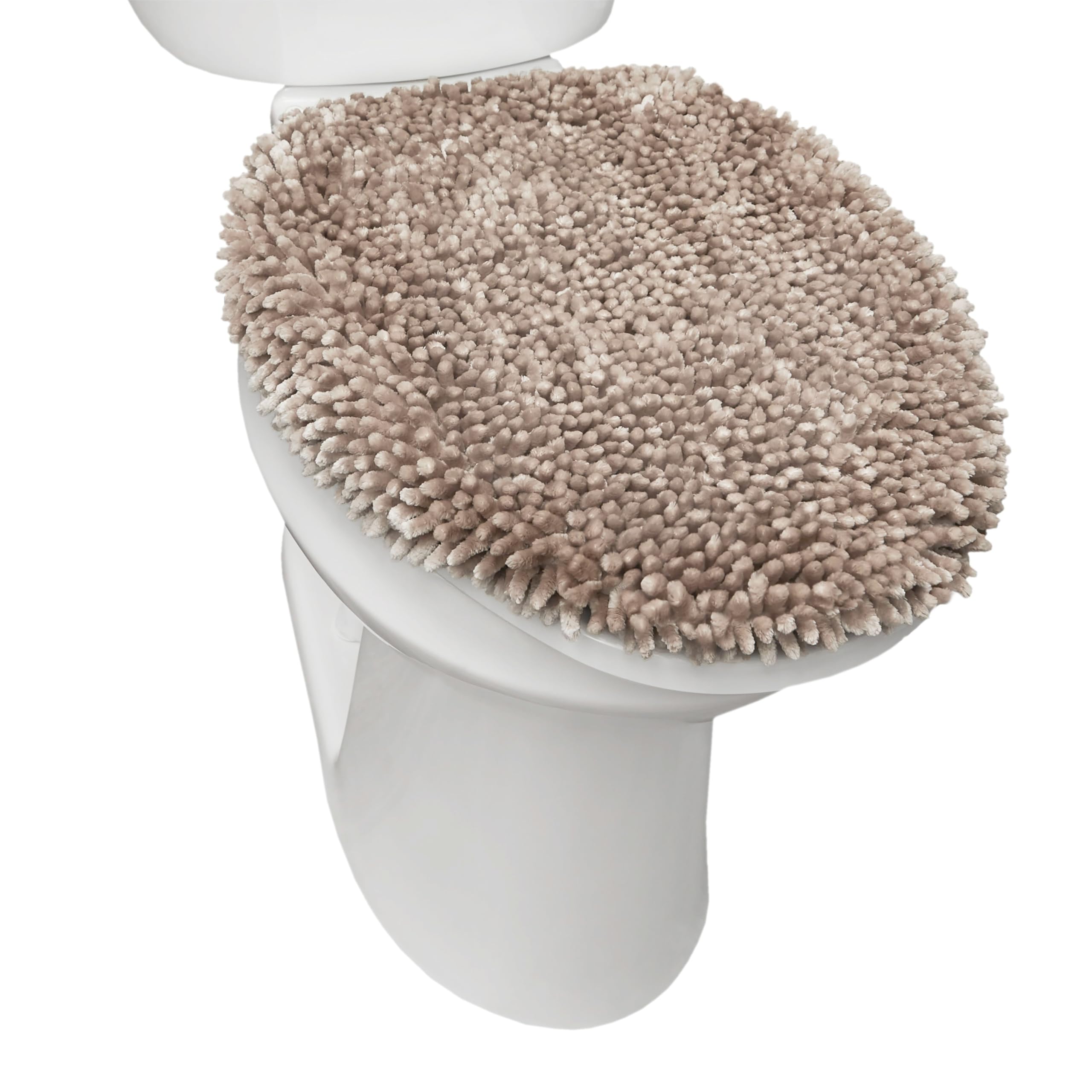 SoHome Spa Step Luxury Plush Chenille Shag Machine Washable Ultra Soft Standard Toilet Lid Cover 18.5''x19.6'' Taupe