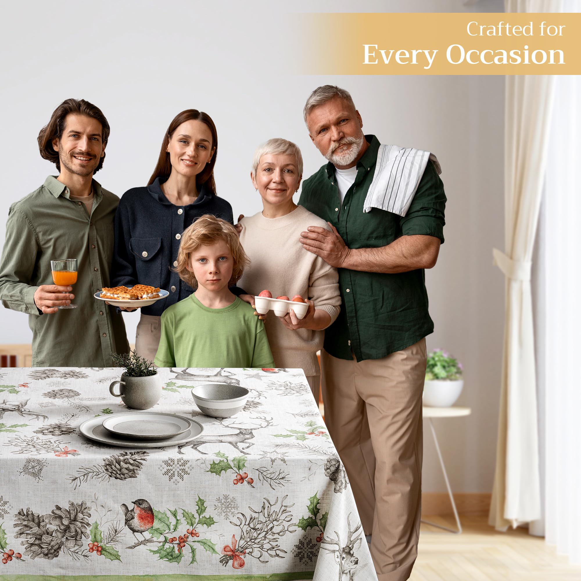 Maison D' Hermine 100% Cotton Table Cover - 70''X108'' Rectangle Decorative Tablecloth - Washable Tablecloths For Dining, Home &
