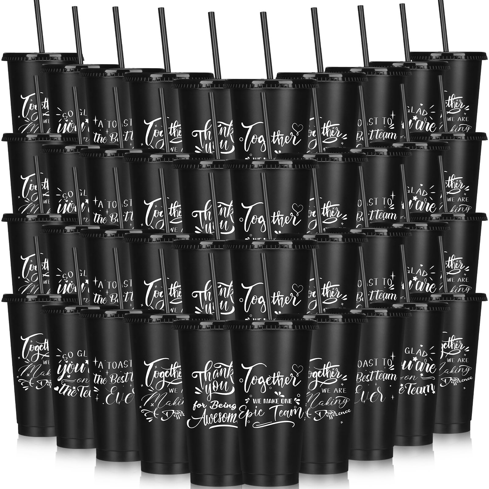 Mifoci Employee Appreciation Gifts Bulk 24 oz Cups, Black, 100 Pcs