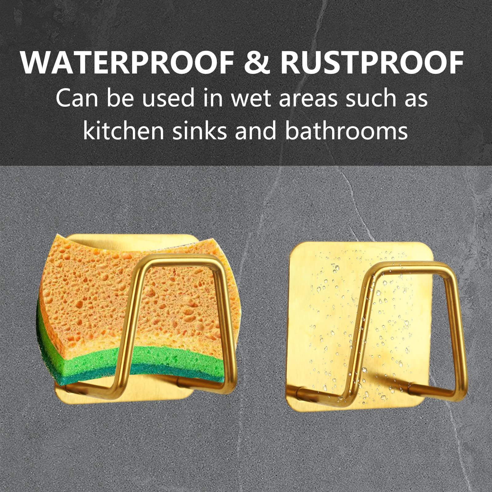 Blueden 2Pcs Adhesive Sponge Holder For Kitchen Sink Essentials,Stainless Steel Dish Sponge Holder For Sink Soap Sponge Holder,R