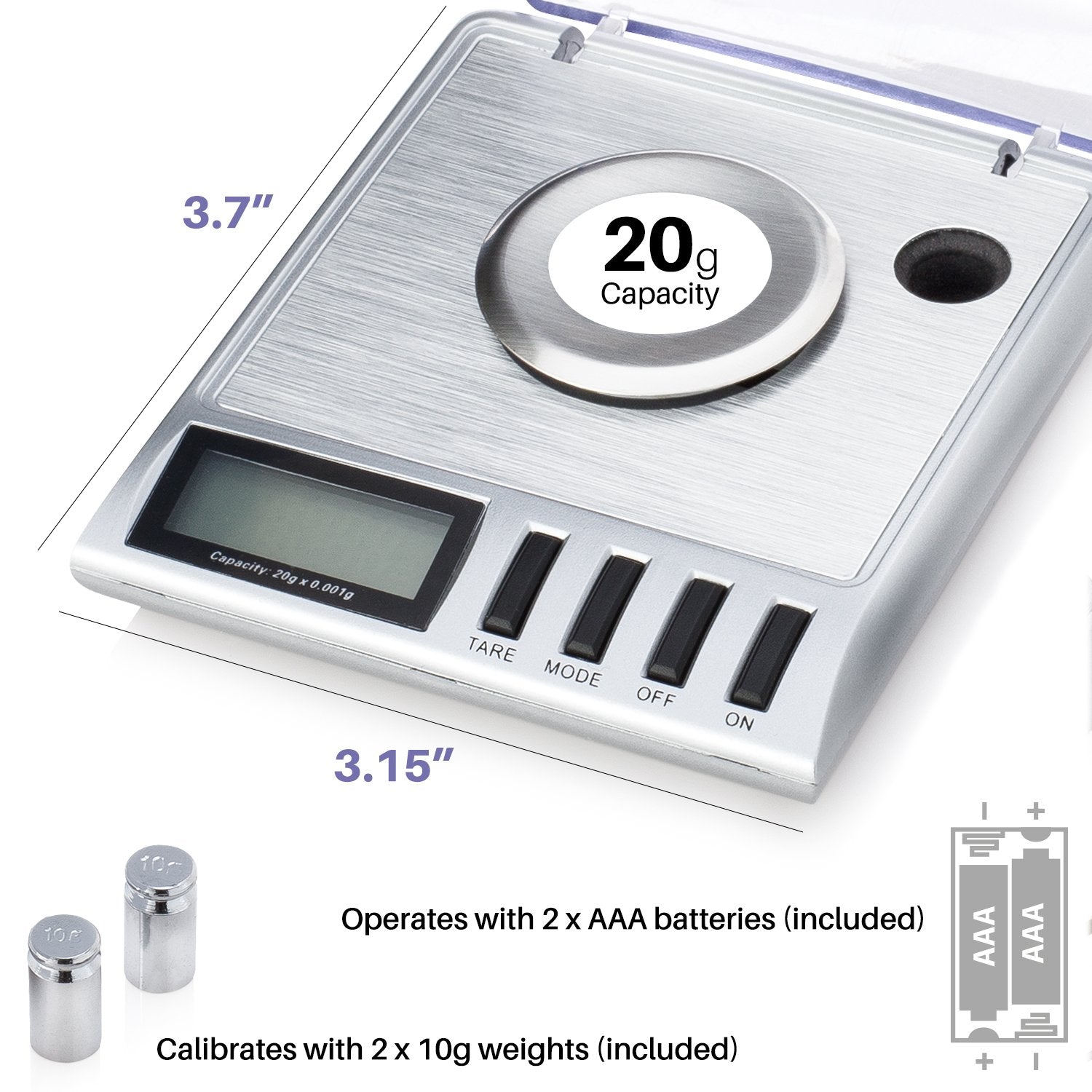 Smart Weigh Gem20-20G X 0001 Grams, High Precision Digital Milligram Jewelry Scale, Reloading, Jewelry And Gems Scale, Calibrati