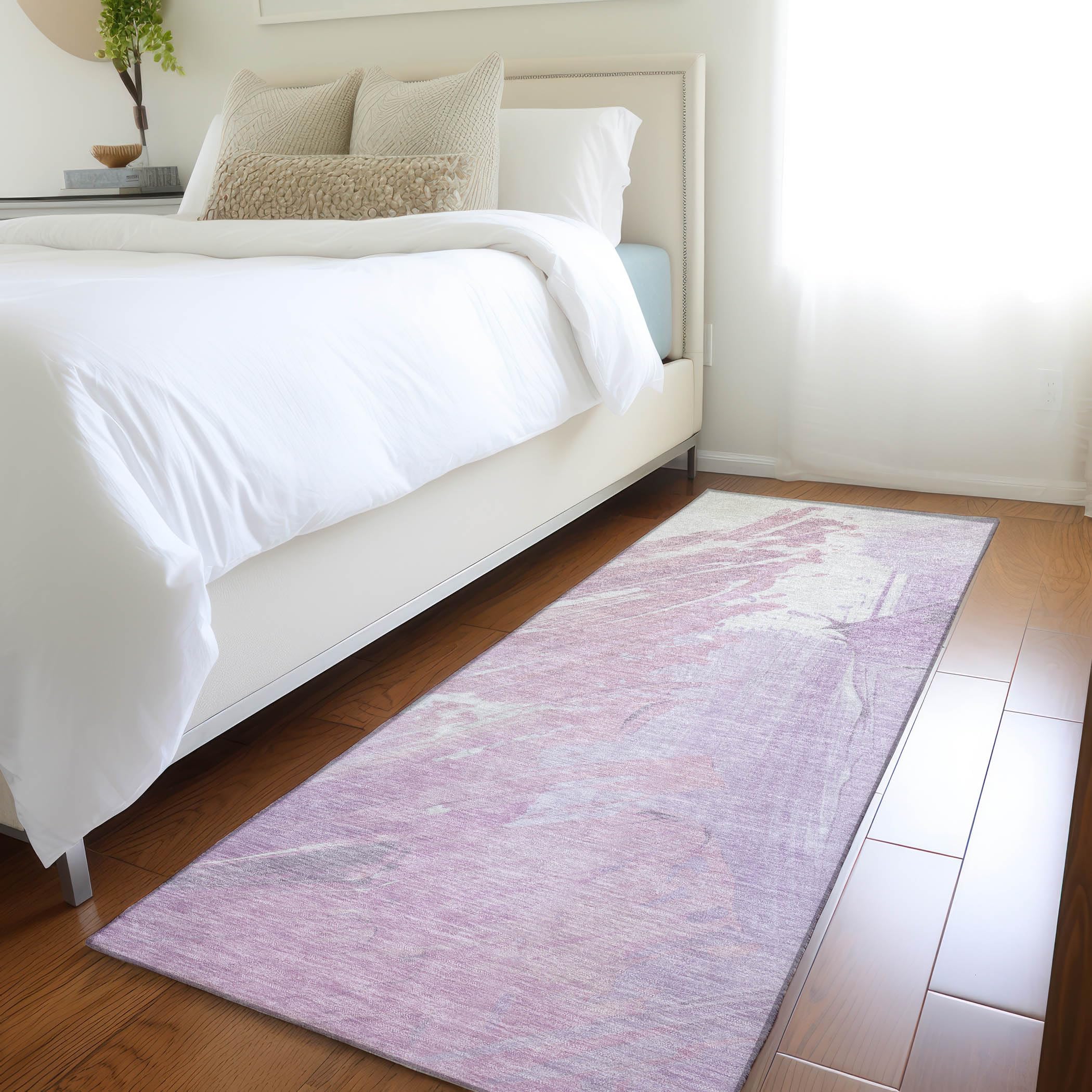Machine Washable Indoor/Outdoor Chantille Lavender 23 x 76 Runner Rug