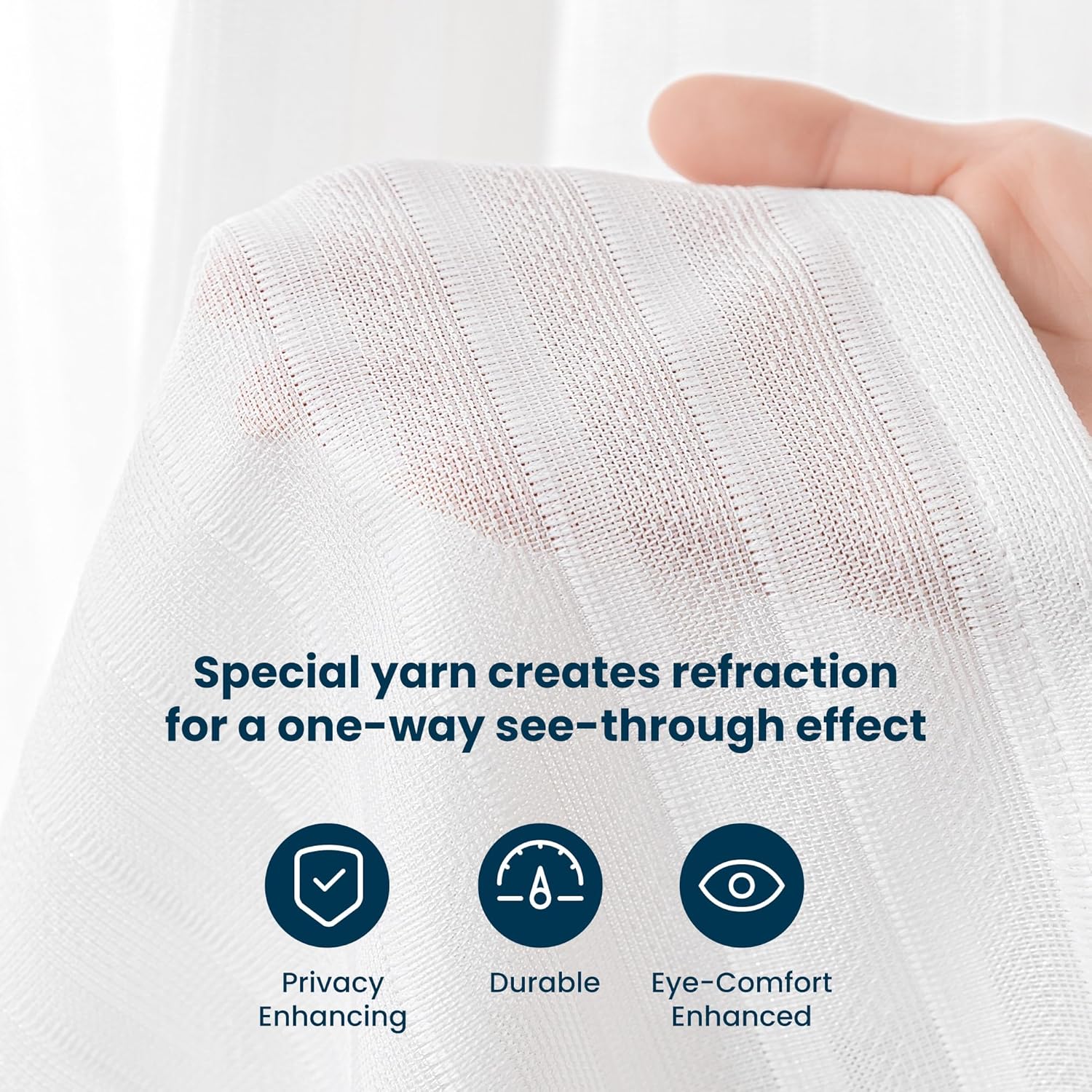 Non-See-Through Washable Thermal Jacquard Sheer Curtains  for Living Room & Bedroom