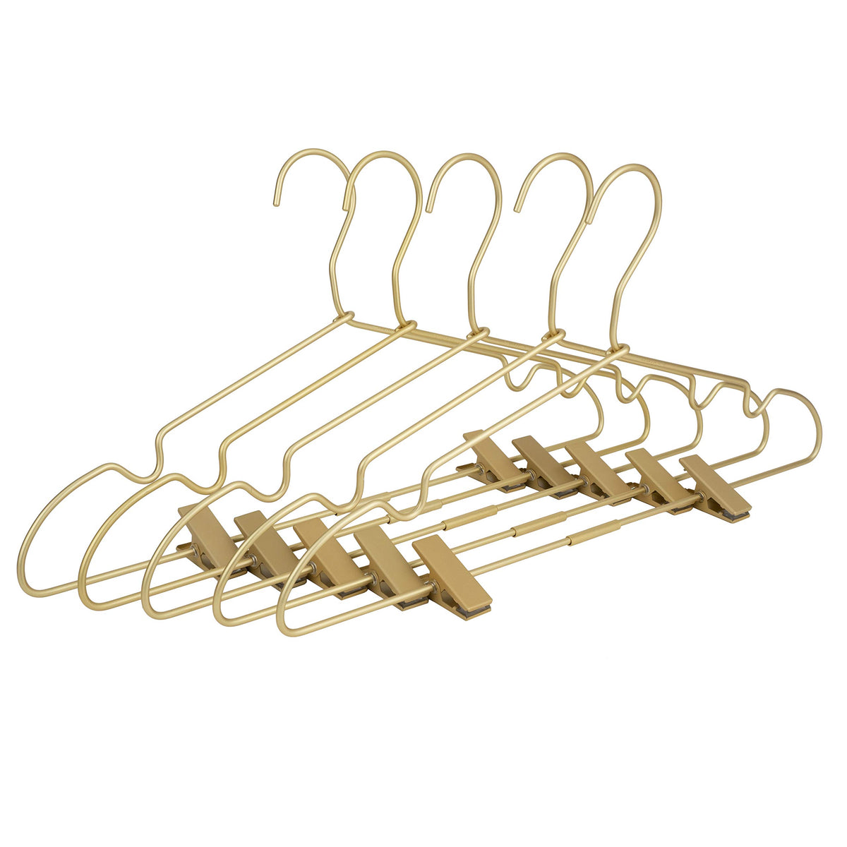 Koobay Premium 16.5    Matte Gold Metal Clothes Clips Hangers, Heavy Duty Skirt Slack Hangers, Metal Rack For Trousers Non Slip