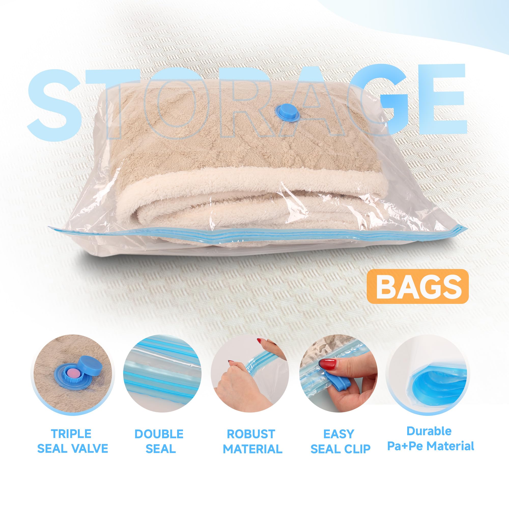 25 Pack Vacuum Storage Bags With Electric Air Pump, Space Saver Bags (3 Jumbo/4 Large/5 Medium/5 Small/4 Roll M/4 Roll S) Vacuum