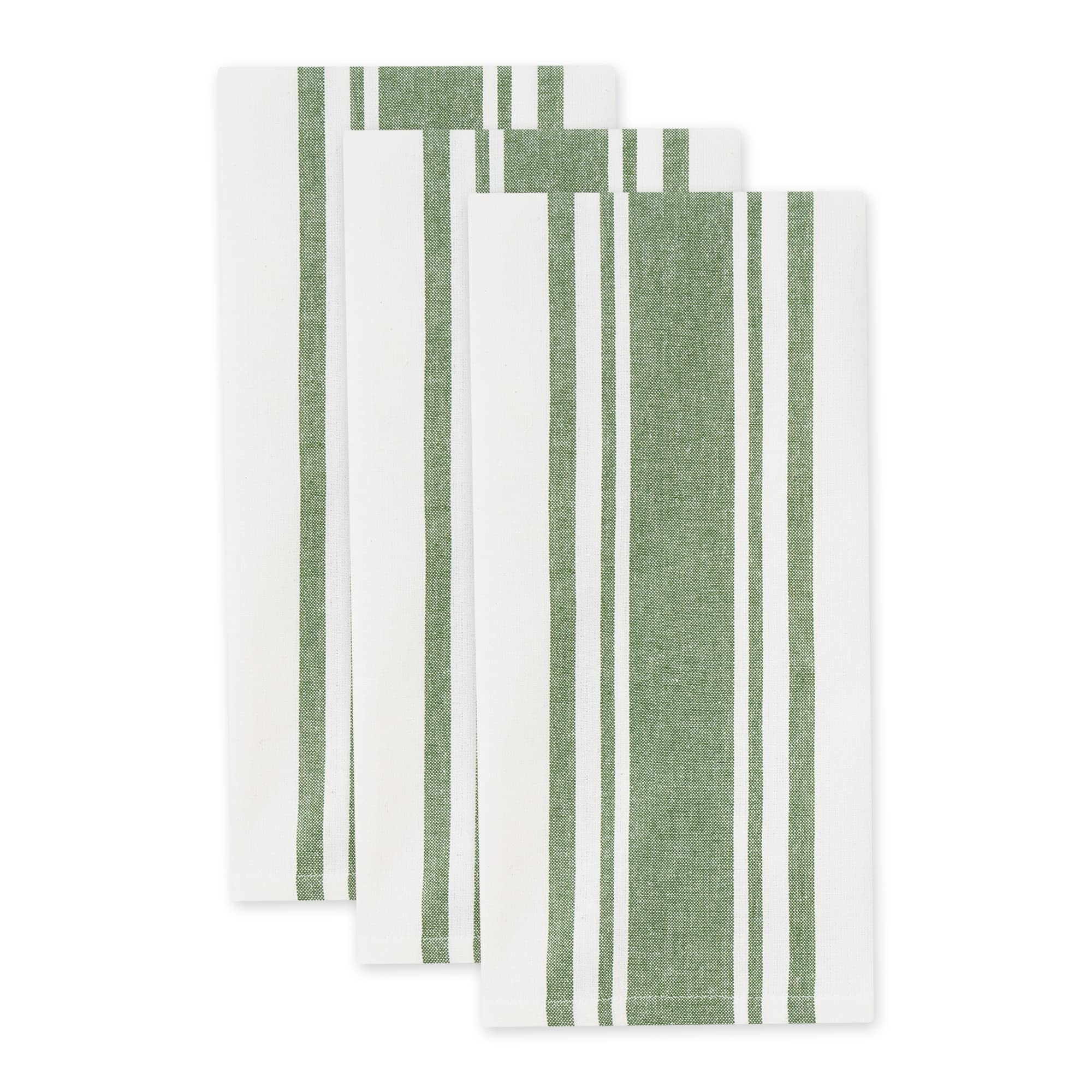 BASIL GREEN CHEF STRIPE DISHTOWEL SET/3