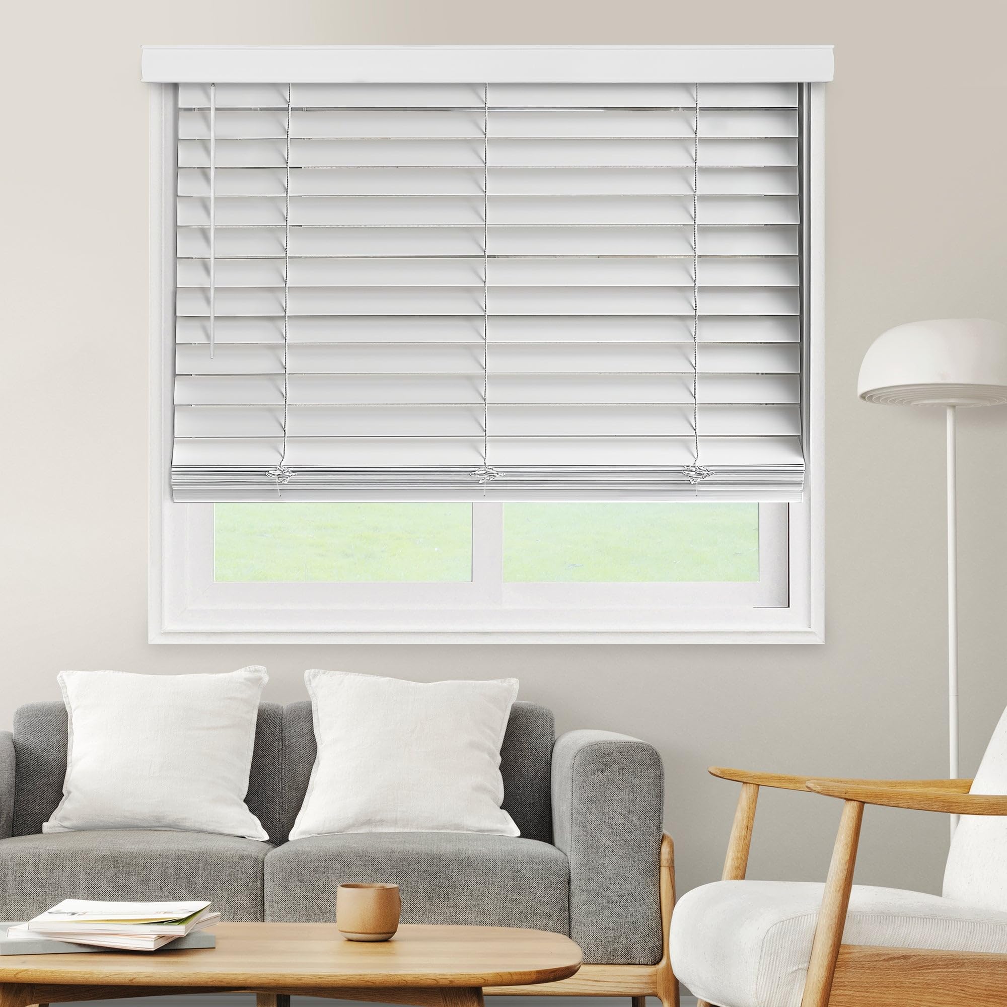 CHICOLOGY Faux Wood Cordless Window Shade, 19W x 60H, Basic White