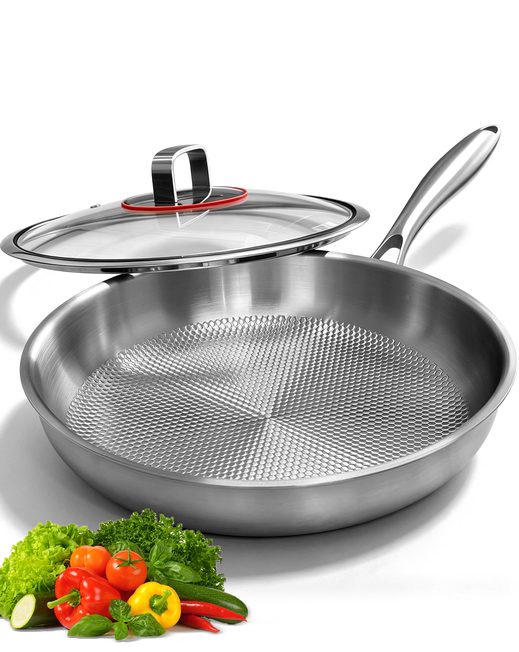 Abijan Titanium Pan For Cooking 12, Pure Titanium Frying Pan With Lid
