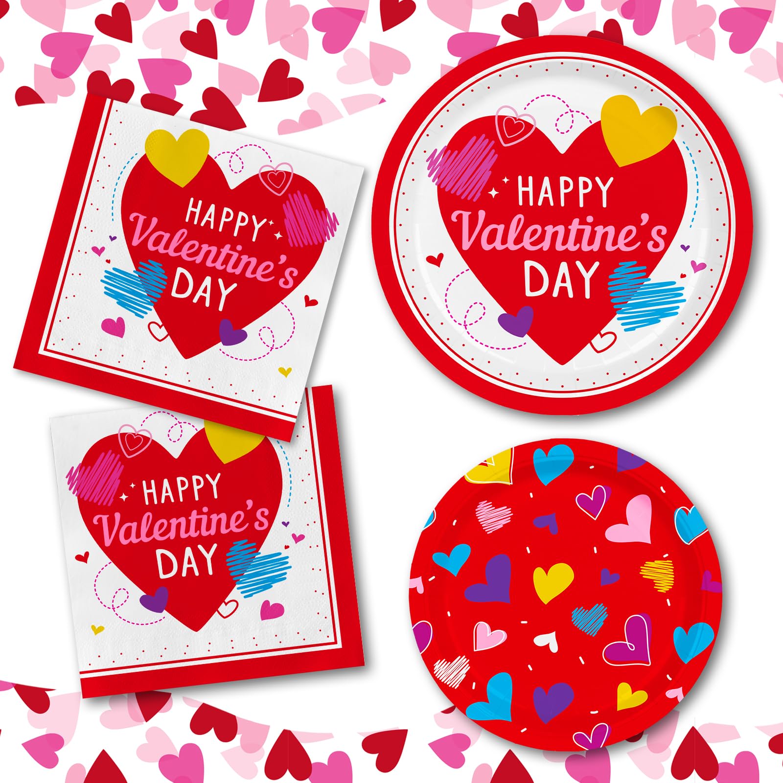 Valentine'S Day Party Supplies Set For 50 - Elegant Disposable Paper Plates And Napkins Valentine'S Day Party Decorations