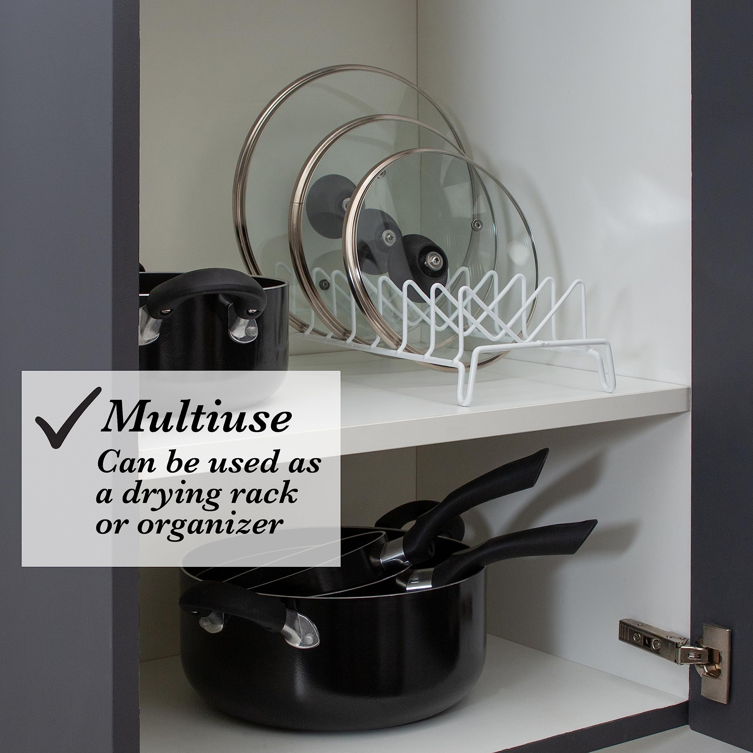 Kitchen Details 8 Section Lid And Plate Organizer | Free Standing | Pot, Pan & Cutting Board Holder | Cabinet Pantry And Counter