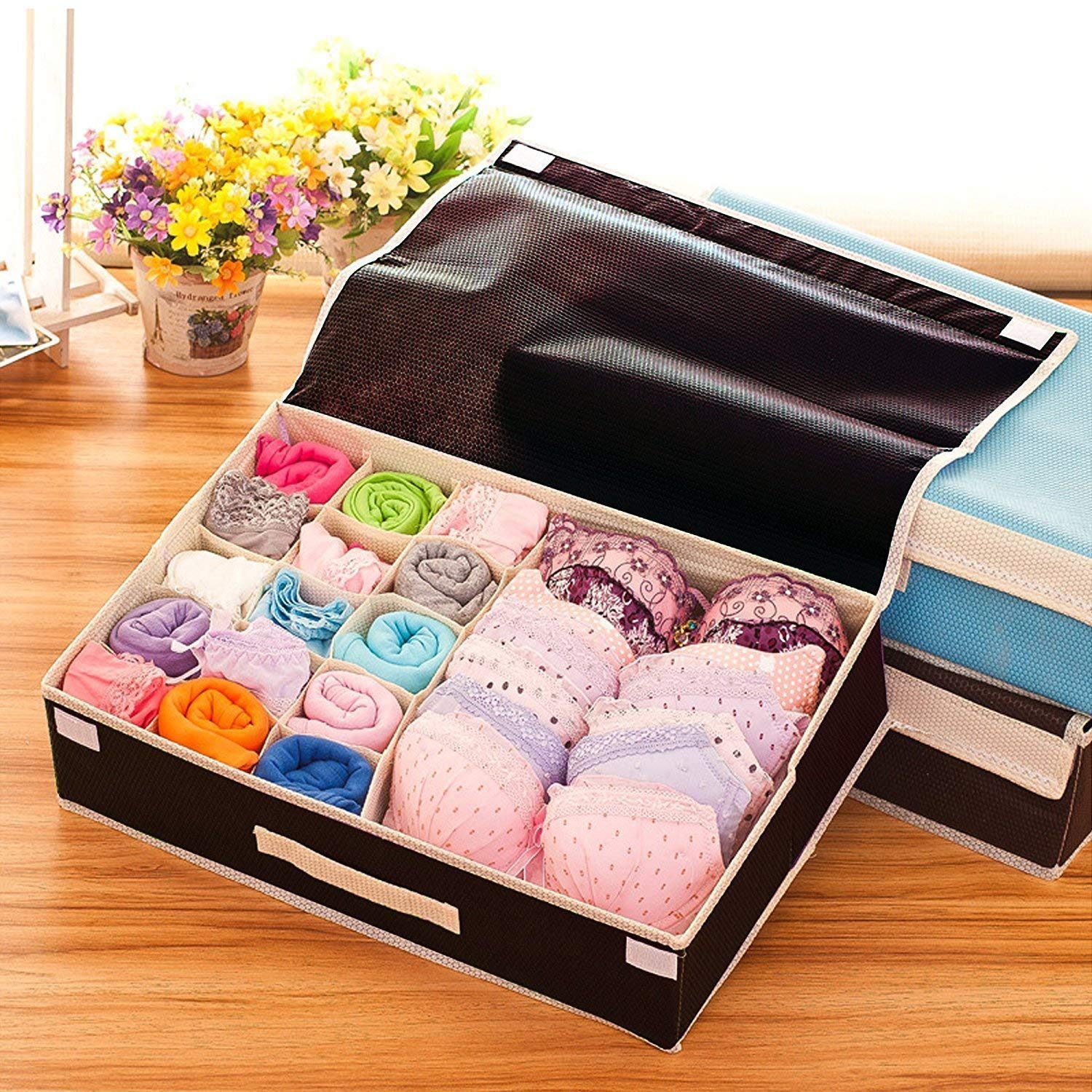 Giant Impex 15 + 1 Multi Compartment Cell Foldable Innerwear Box | NonSmall Drawer Organizer Kit | Underwear Closet | Storage F