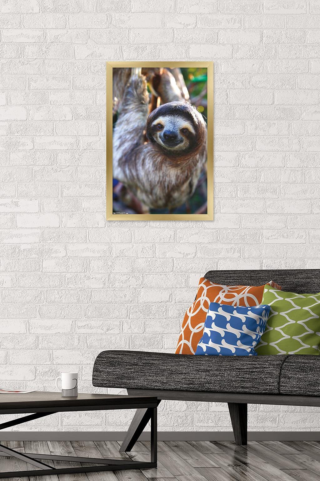 Trends International Sloth - Smile Wall Poster, 14.725'' X 22.375'', Gold Framed Version