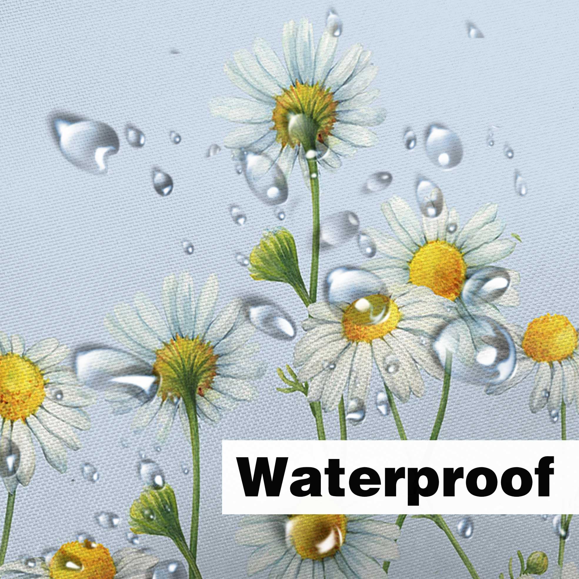 Lacoiime Daisy Shower Curtain, Floral Daisy Shower Curtains Cloth Rustic Farmhouse Shower Curtain Set, Blue Daisy Fabric Bathroo