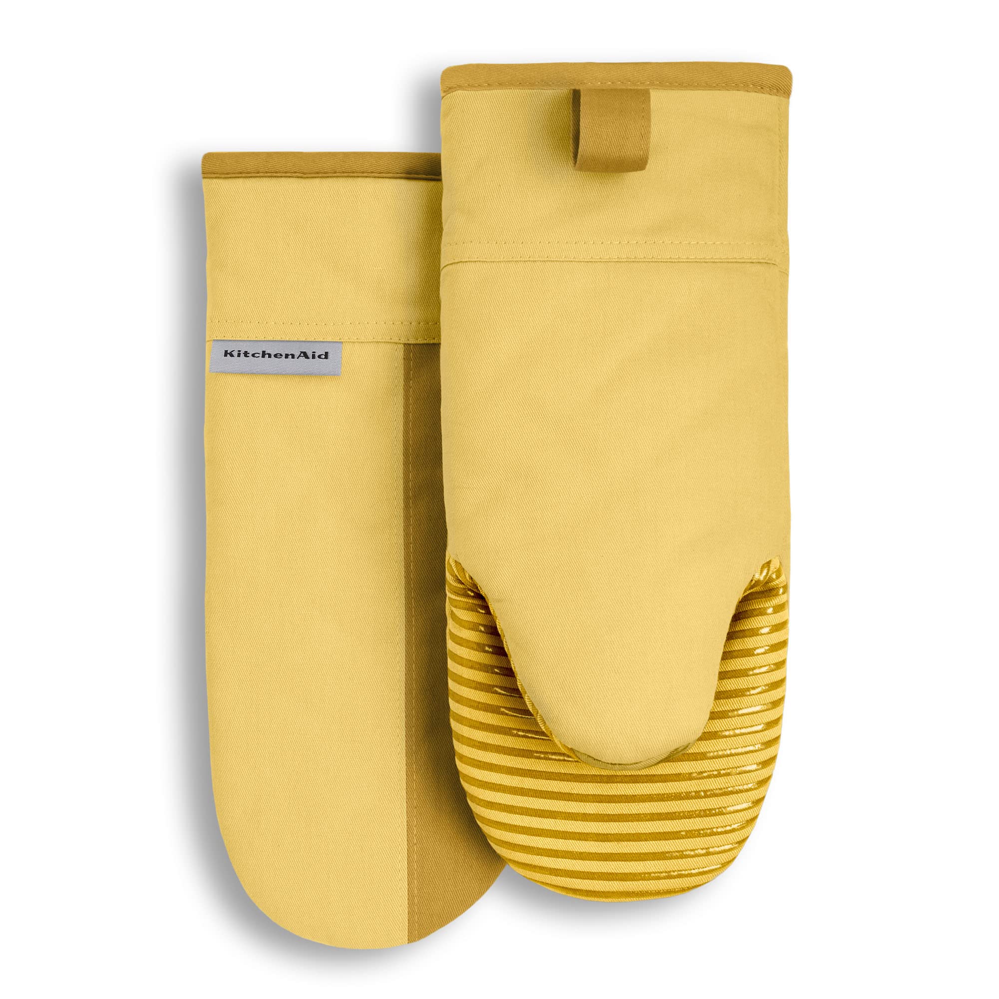 Kitchenaid Beacon Two-Tone Non-Slip Oven Mitt Set, Majestic Yellow, 5.75''X13'', 2 Piece