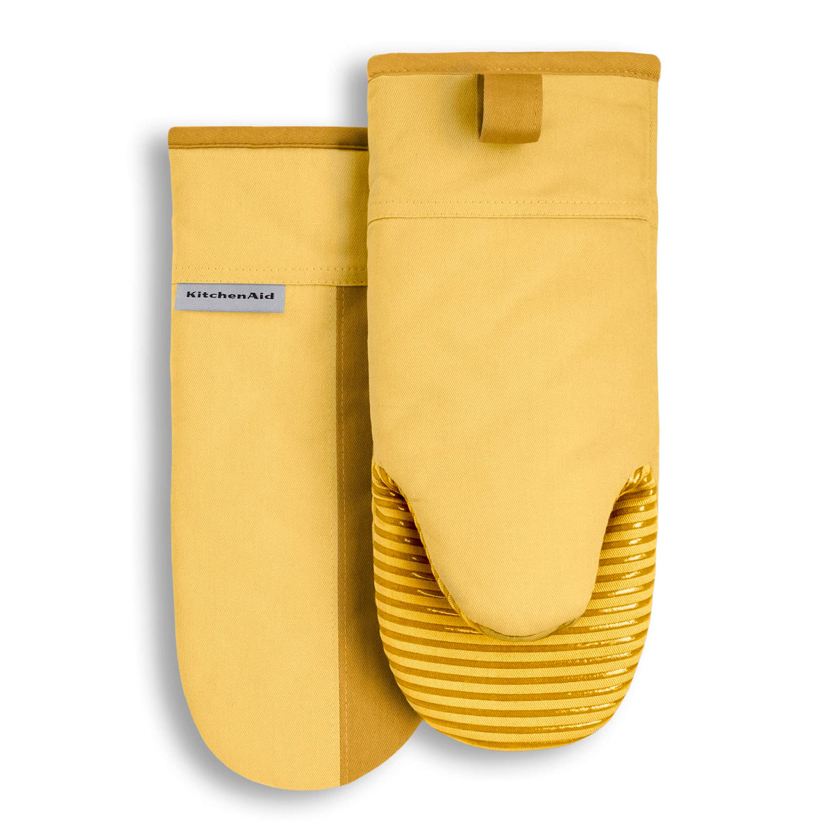 Kitchenaid Beacon Two-Tone Non-Slip Oven Mitt Set, Majestic Yellow, 5.75''X13'', 2 Piece