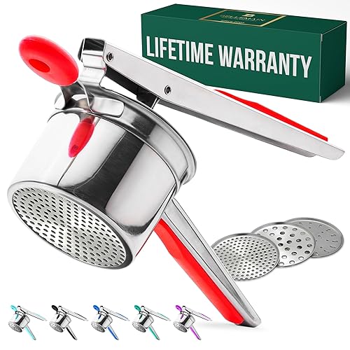 Bellemain Potato Ricer 15 Oz With 3 Interchangeable Discs | Mash Potato Masher Stainless Steel, Sweet Potato Masher Kitchen Tool