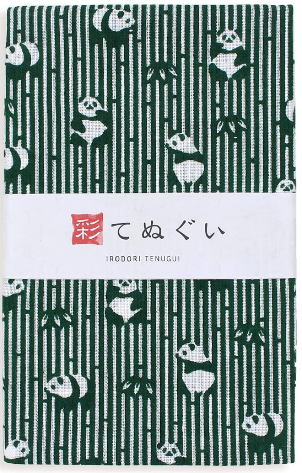 Komesichi Irodori Japanese Traditional Towel Tenugui Bamboo And Panda 12.99 X 34.64 In With Tenugui Iroha (English Manual)
