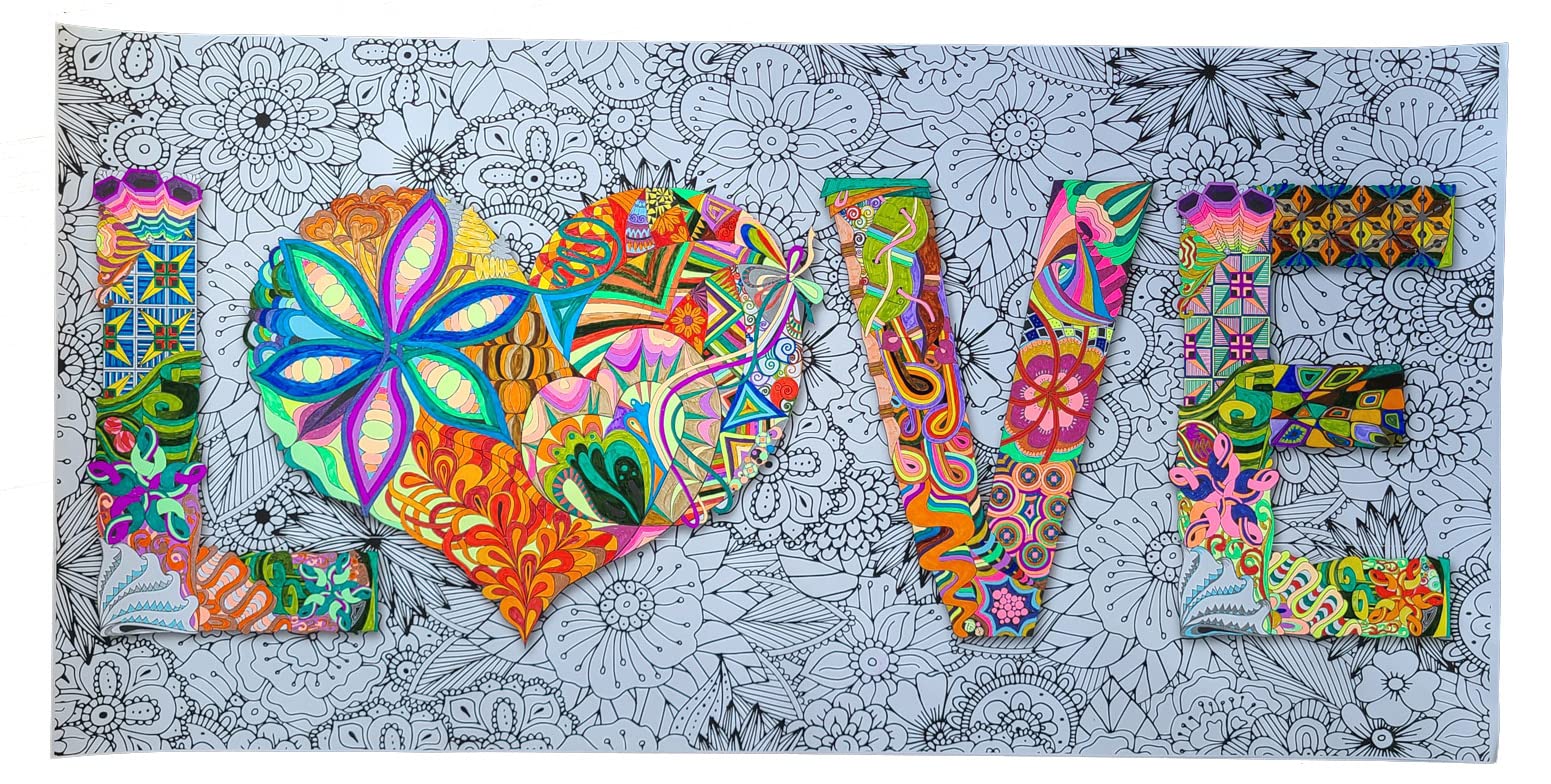 Sjprinter Inspirational Wall Art, Motivational Giant Coloring Poster Mandala For Kids Adults - Great For Girls, Boys, Arts Craft