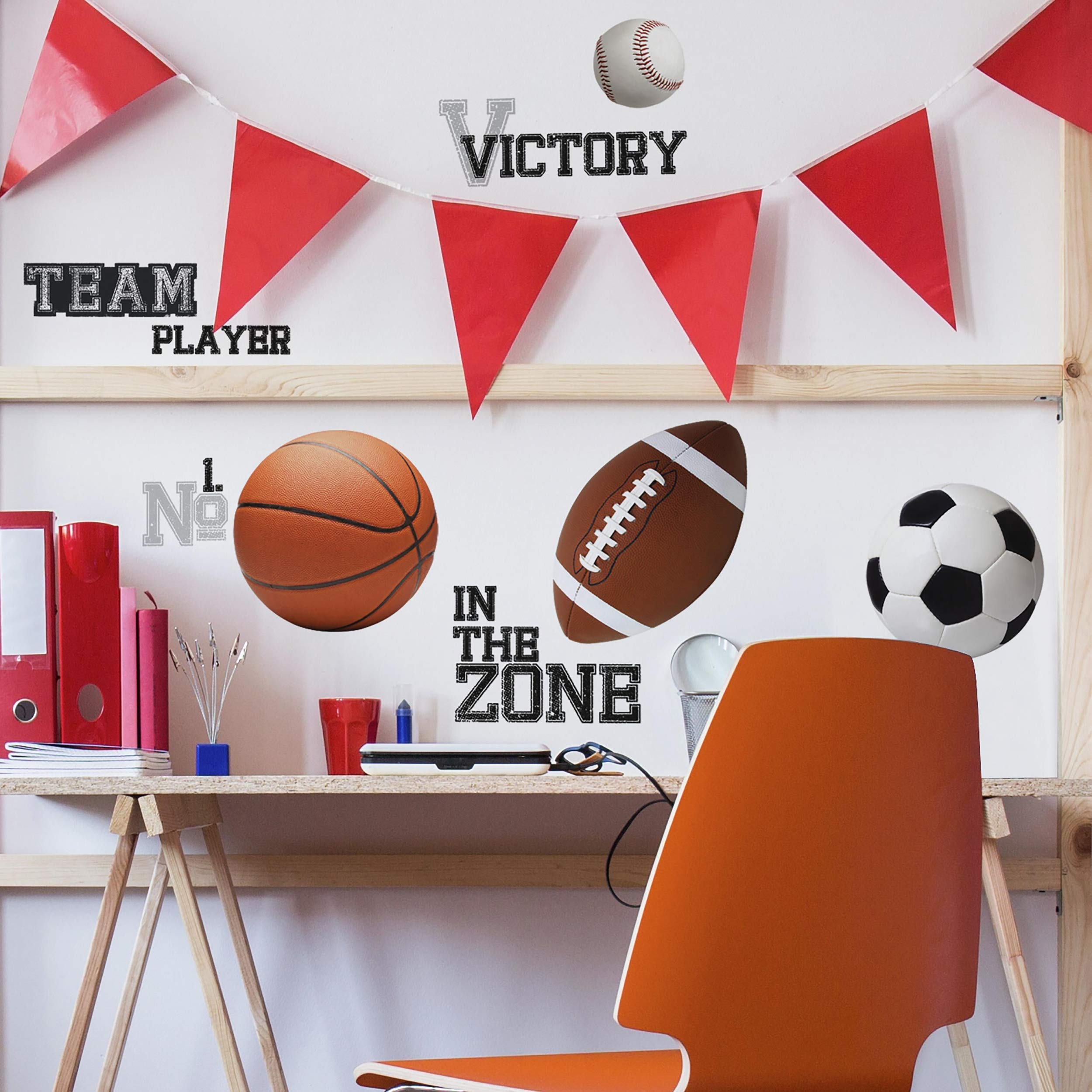 Roommates Rmk1705Scs All Star Sports Saying Peel And Stick Wall Decals 10 Inch X 18 Inch