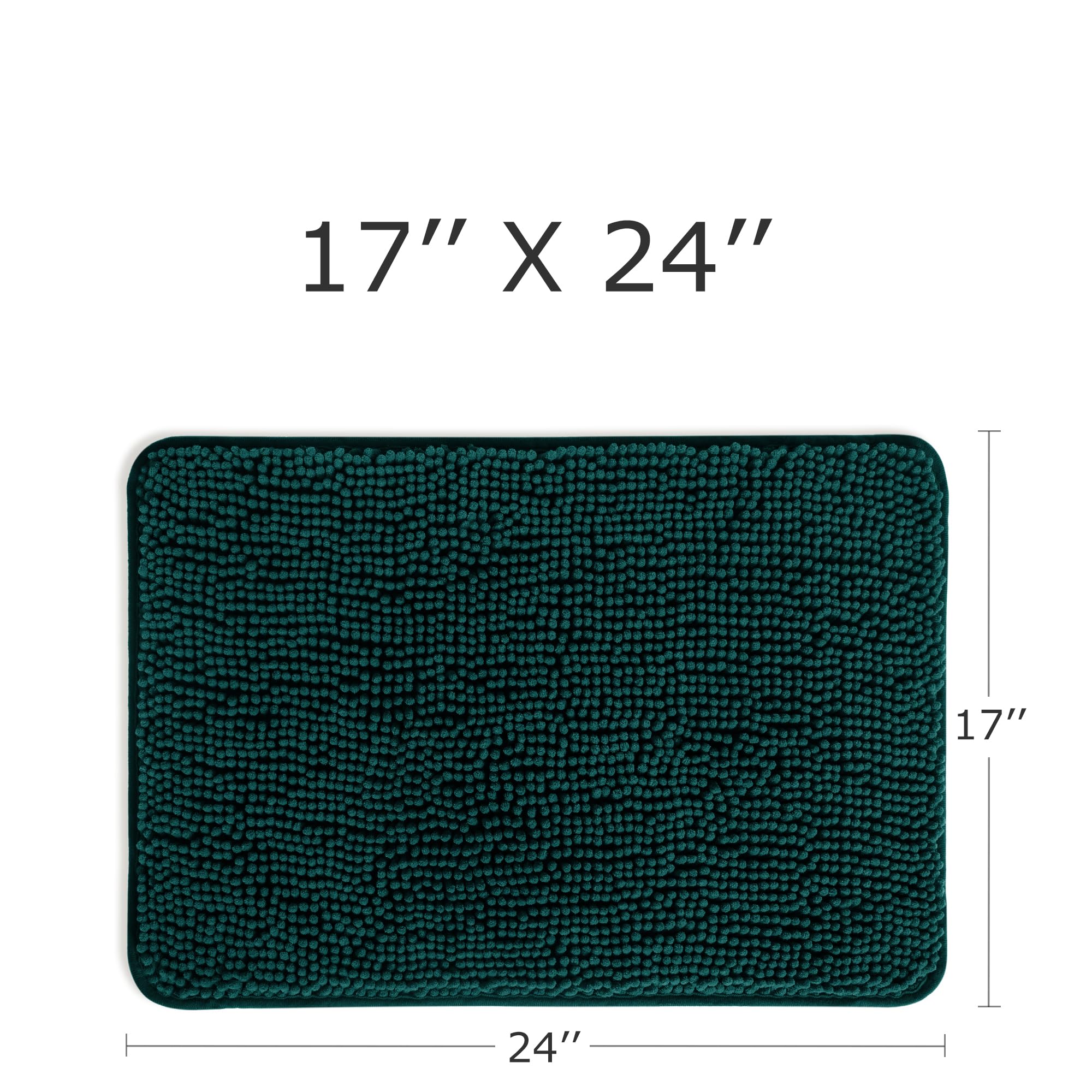 Yeaban Dark Teal Bathroom Rugs - Thick Chenille Bath Mats | Absorbent And Washable Bath Rug Non-Slip, Plush And Soft Rugs For Ba