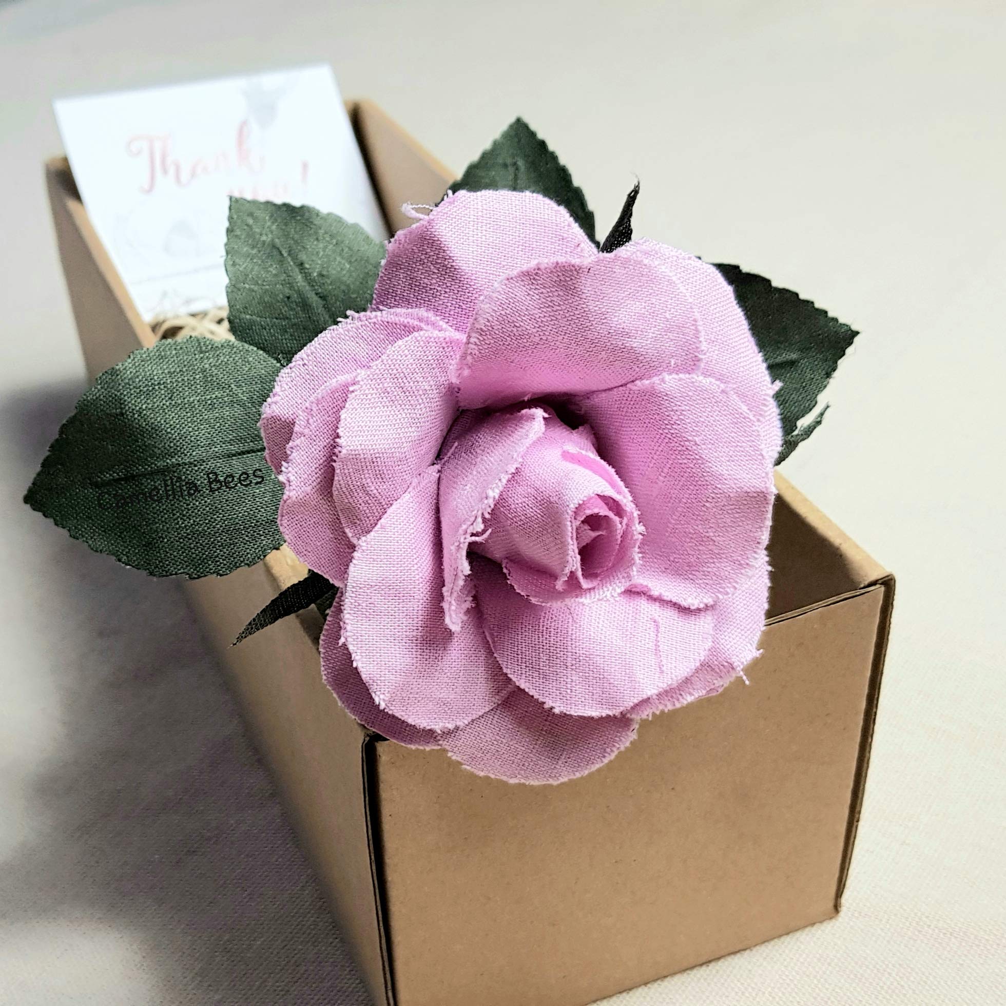 Camellia Bees Linen Rose 4th Year Wedding Gift. Handmade Linen Rose for Valentines Day, Mothers Day. Single Long stem Linen Co
