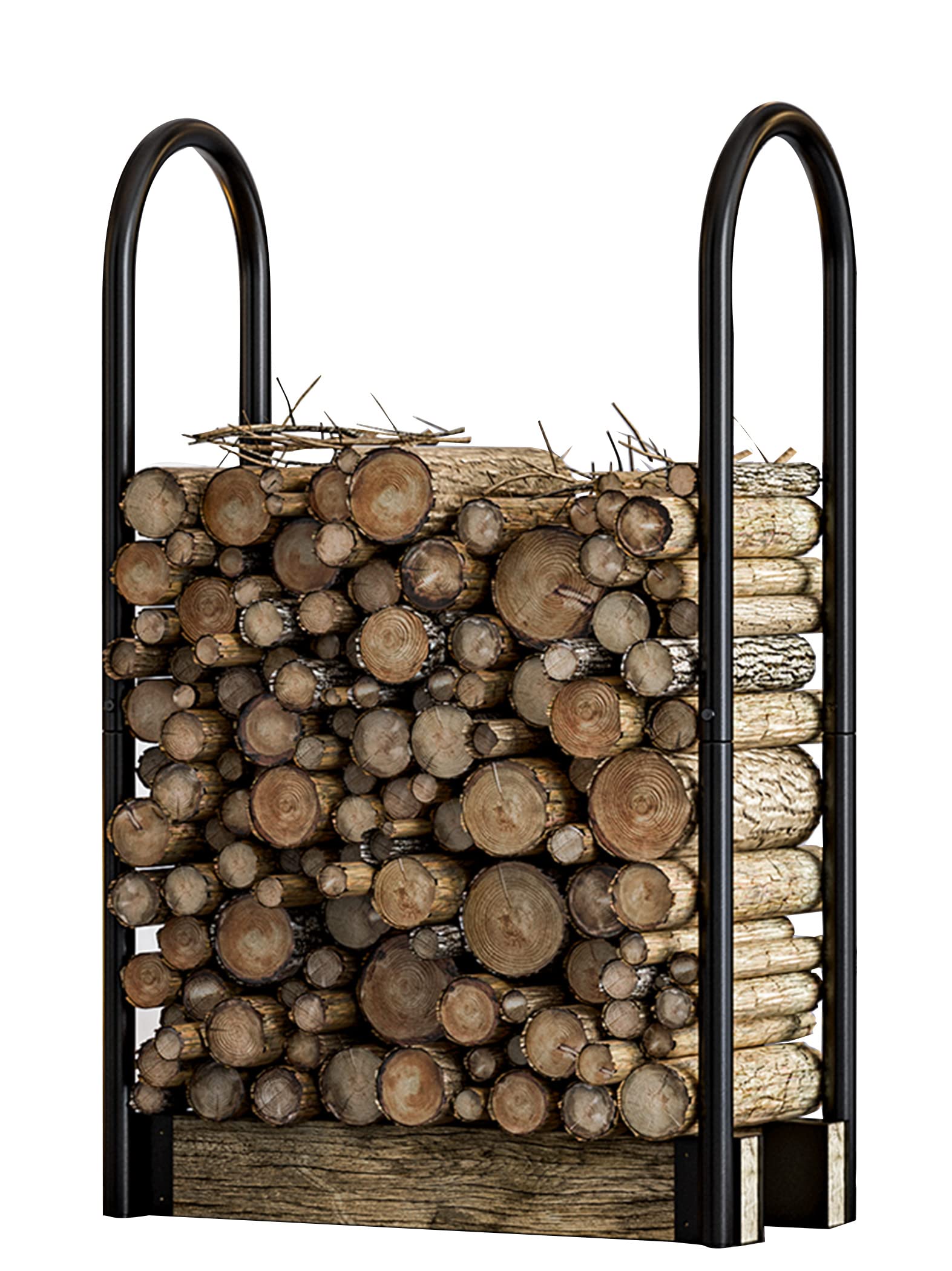 Fire Beauty Firewood Log Rack Adjustable Bracket Kit, Fireplace Wood Storage Holder,Black Powder,Coated Steel, Outdoor and Indoo