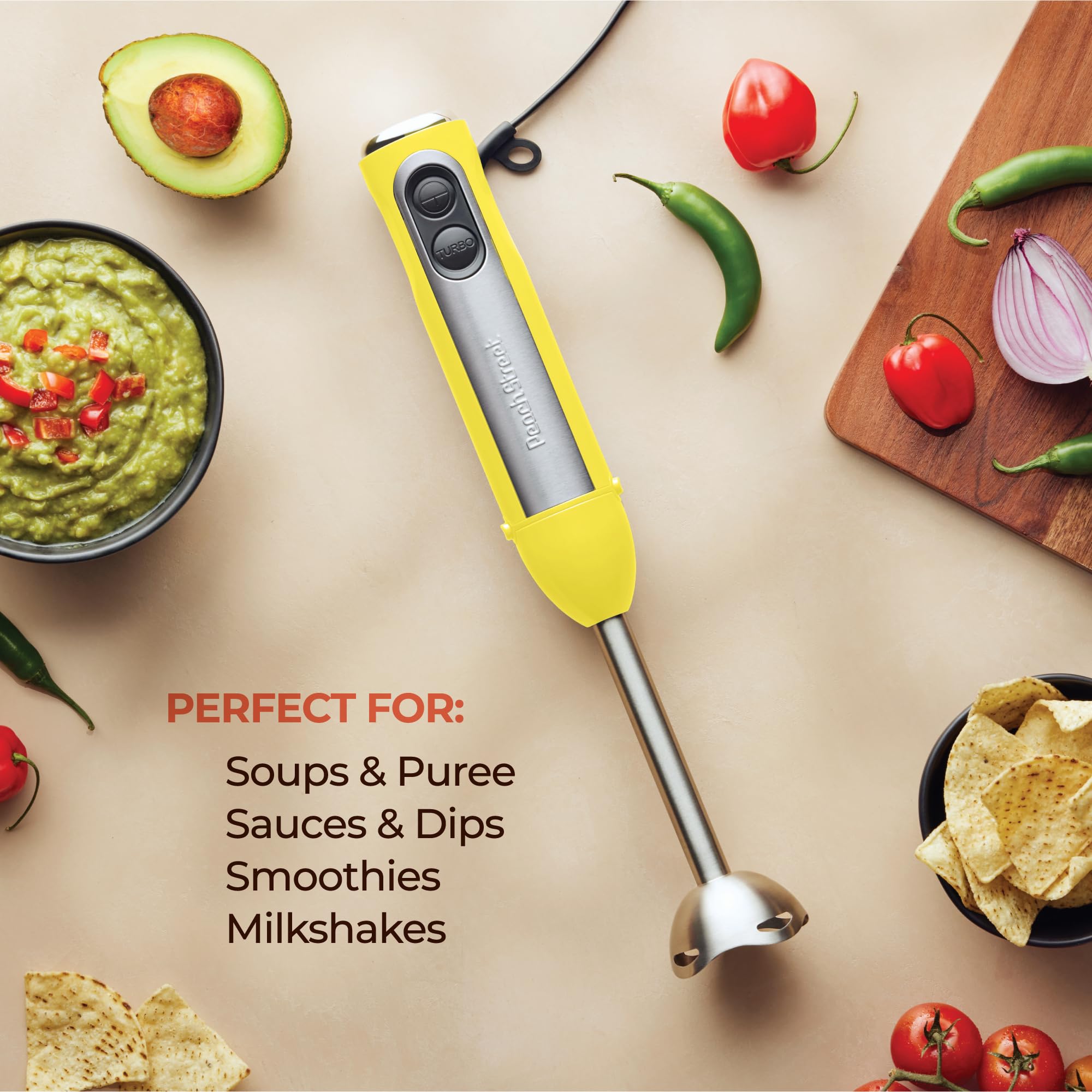 Powerful Immersion Blender, Electric Hand Blender 500 Watt With Turbo Mode, Detachable Base. Handheld Kitchen Gadget Blender Sti