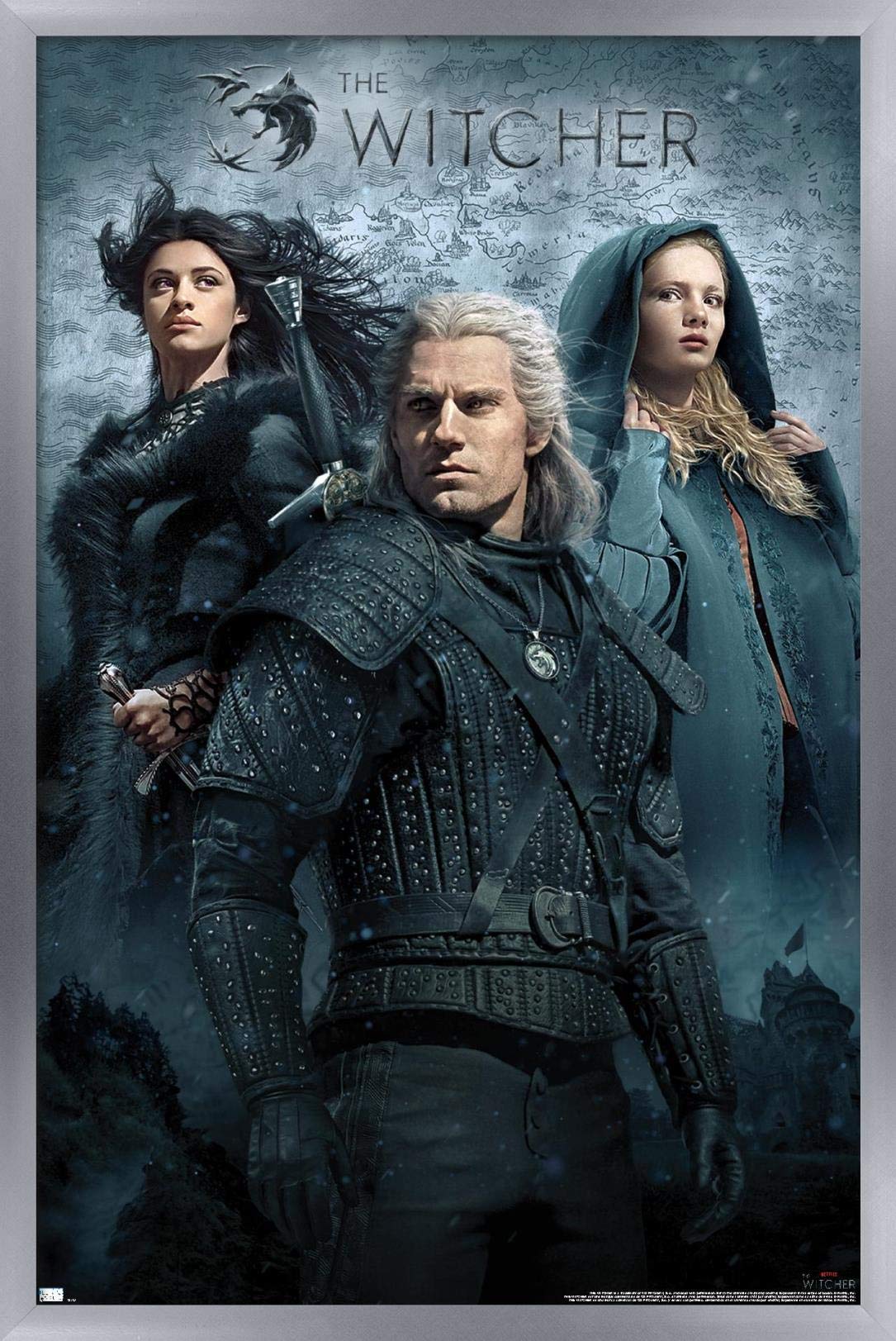 Trends International Netflix The Witcher - Key Art Wall Poster, 14.725'' X 22.375'', Silver Framed Version