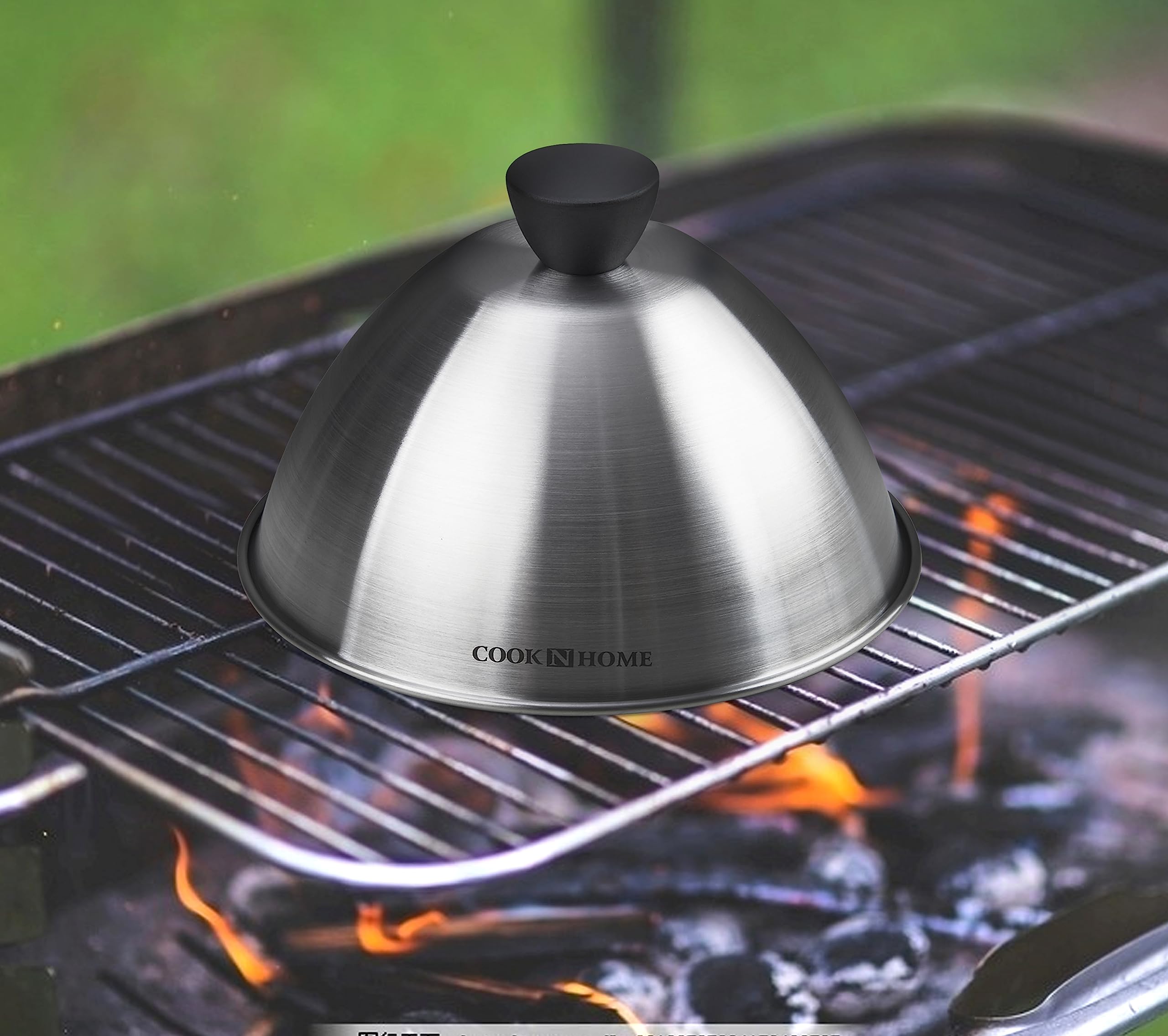 Cook N Home 02664 Stainless Steel Grill Cooking Steaming Dome Lid, 2 Pack, 6 Inches, Silver