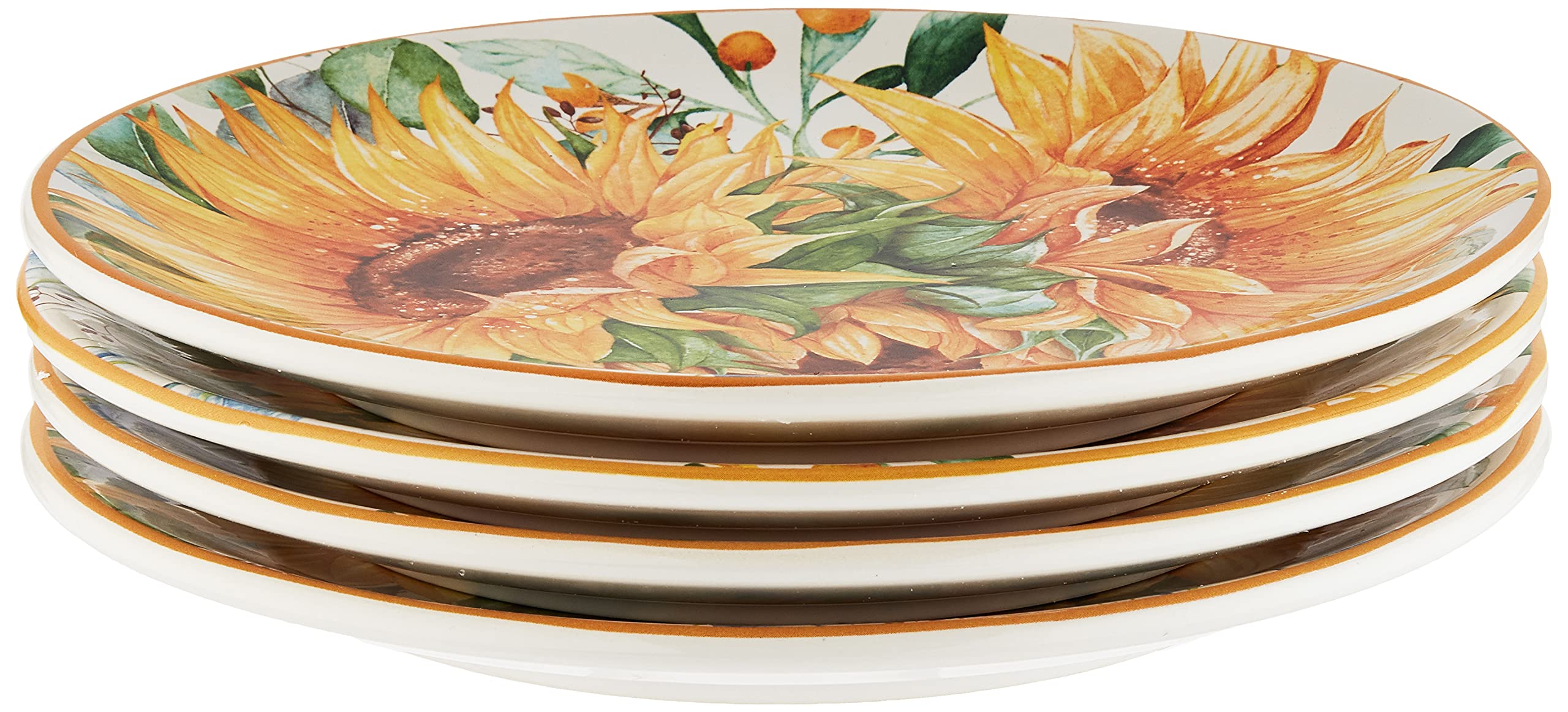 Certified International Sunflower Fields 9'' Salad/Dessert Plates, Multi Colored, Medium, Set Of 4