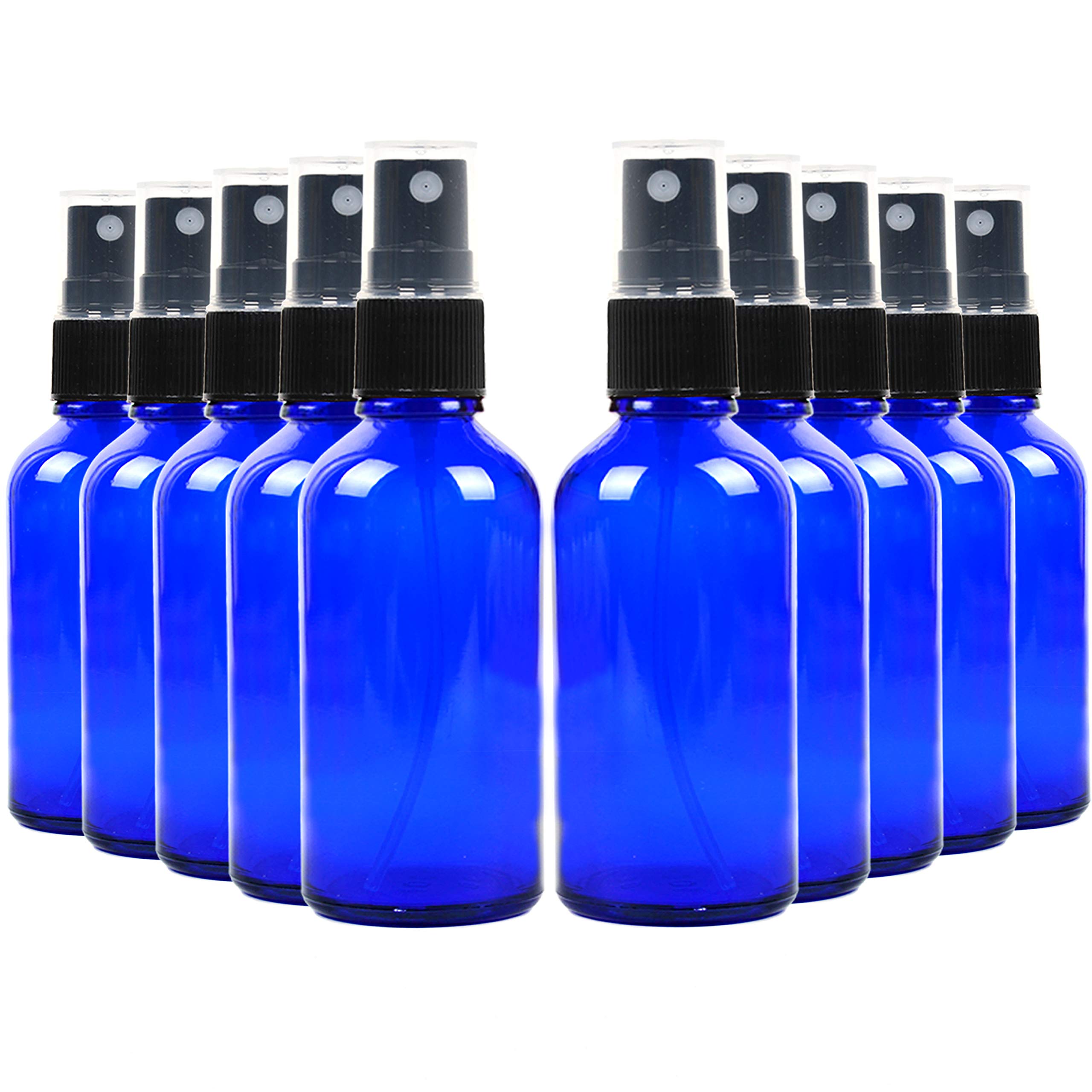 Youngever 16 Pack Empty Blue Glass Spray Bottles, 2 Ounce Refillable Container For Essential Oils, Cleaning Products, Or Aromath