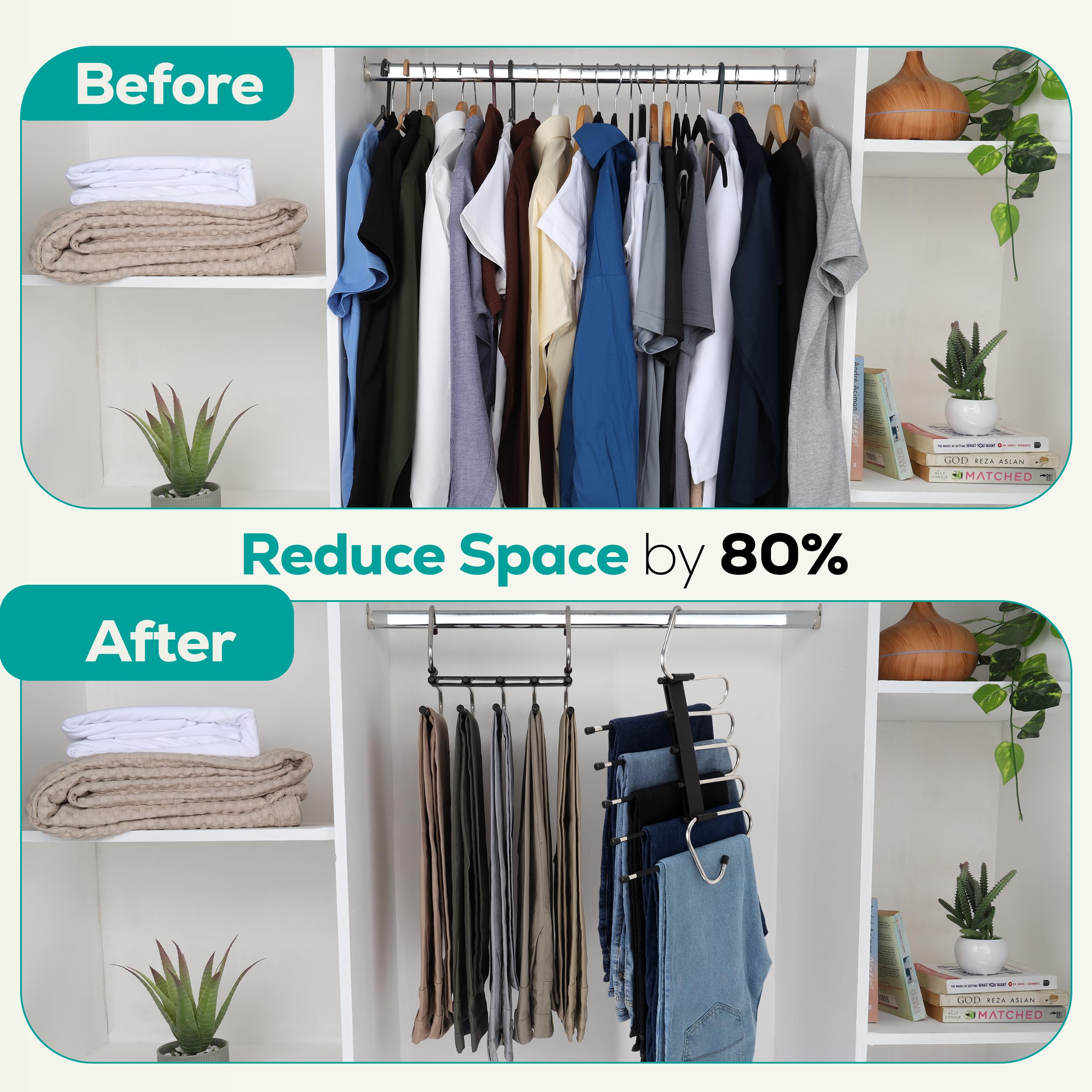 Utopia Home Pants Hangers Space Saving 2 Pack - Space Saving Hangers Or Closet Organizer For Clothes, Scarf, Pants & Skirt With