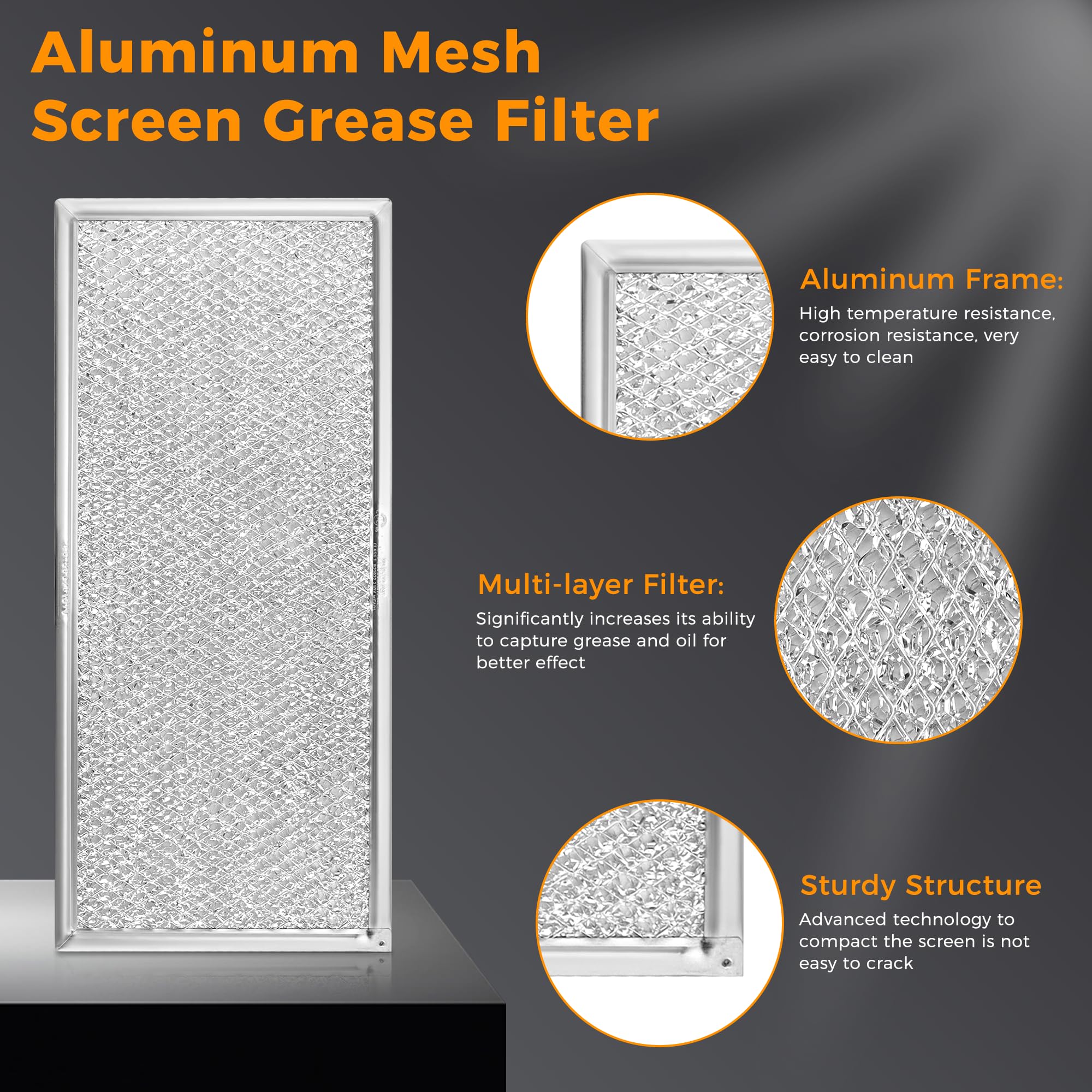 13 X 6'' Microwave Grease Filter By Fetechmate Compatible With Whir-Lpool G-E Microwaves Replace W10208631A Aluminum Mesh Screen