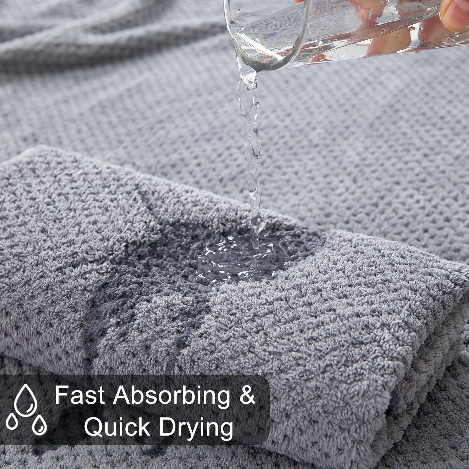 8-Piece Gray Bath Towels Set,2 Oversized Large Bath Towels Sheet,2 Hand Towels And 4 Washcloths - 600 Gsm Soft Luxury Towel Set,