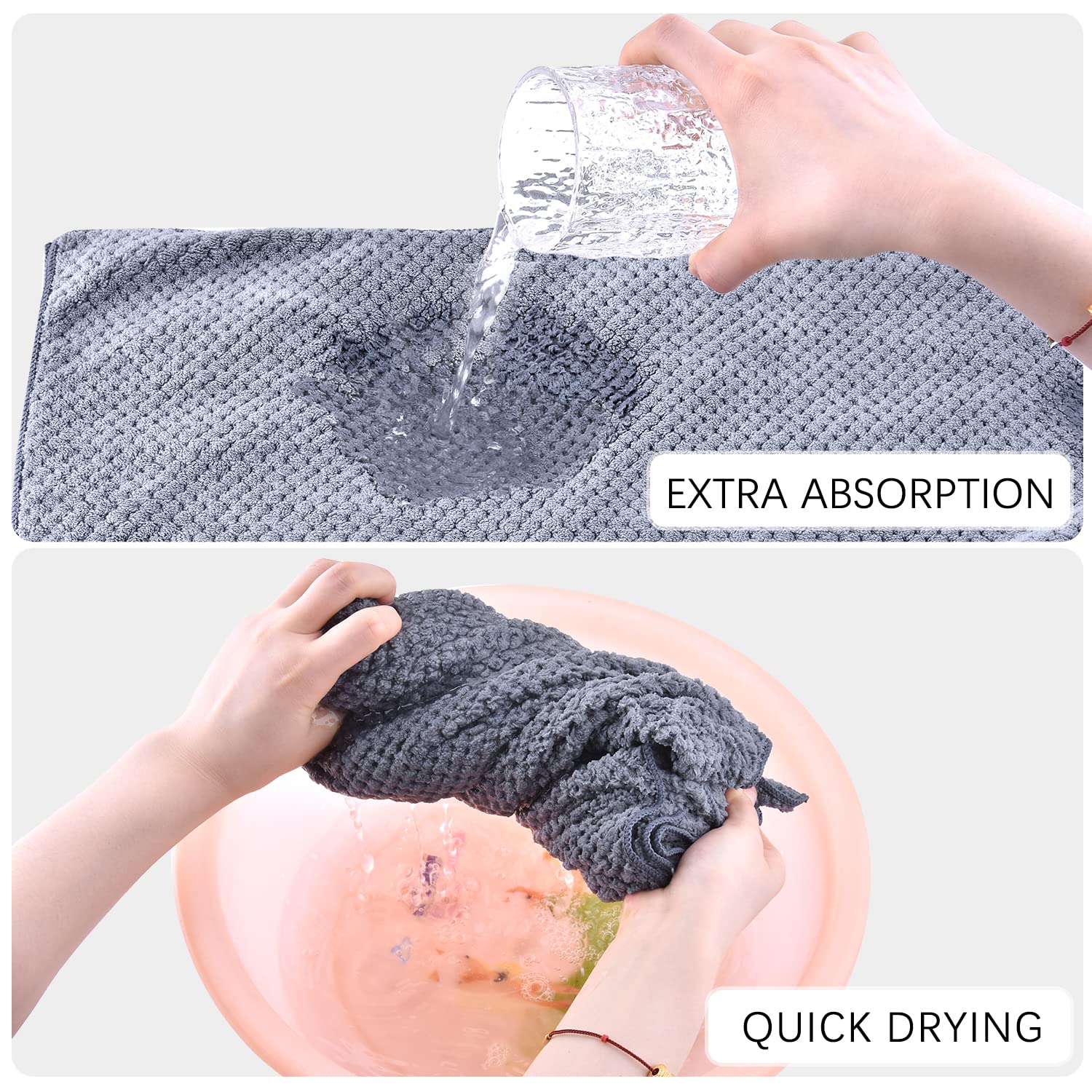 WKJHO Large Hair Towel Wrap for Women Bath Towel,Plush Absorbent Microfiber Hair Towels with Elastic Strap,Super Soft Hair Dryin