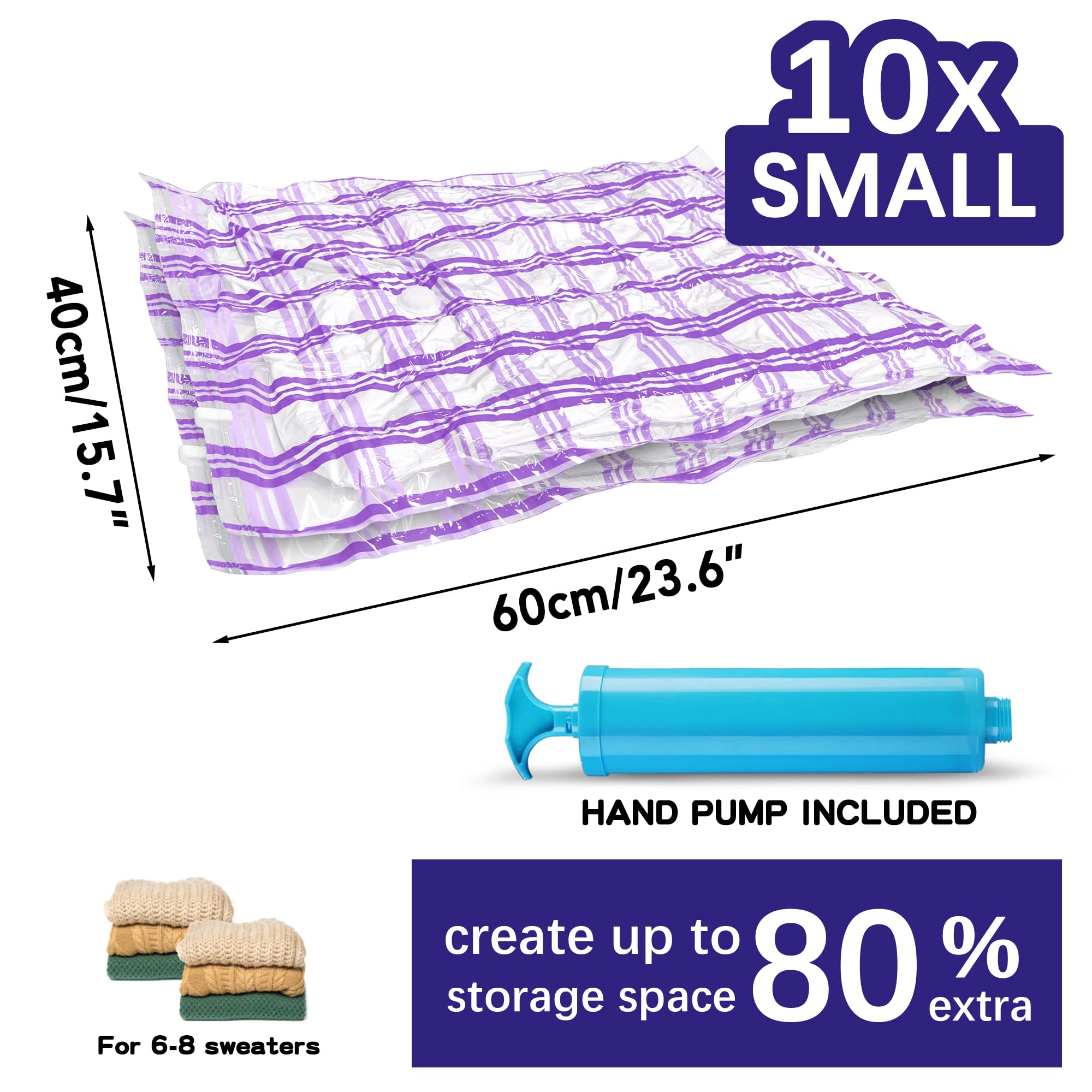 10 Small Vacuum Storage Bags - Space Saver Seal Bags for Clothes  Comforters  Blankets & Bedding (10S)