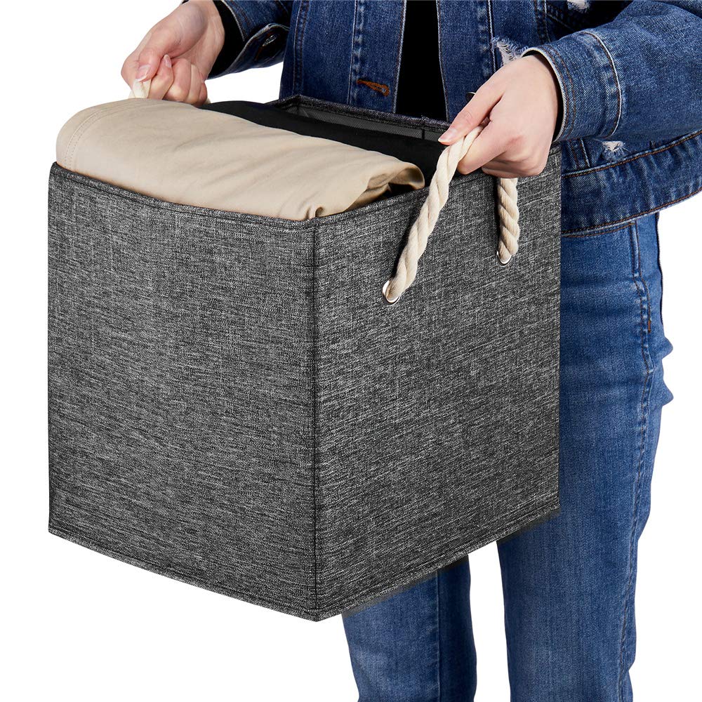 13 Inch Storage Boxes Fabric Cube Storage Bins Foldable Storage Basket Grey Storage Cube Inserts With Handles Collapsible Orgniz