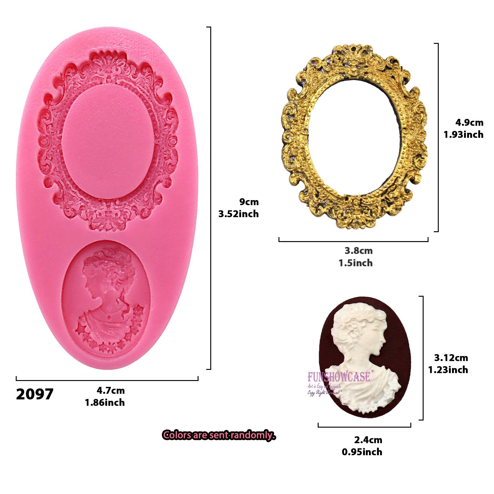 Funshowcase Cameo With Picture Frame Silicone Mold For Sugarcraft, Resin Epoxy, Jewelry, Chocolate, Polymer Clay Crafting Projec