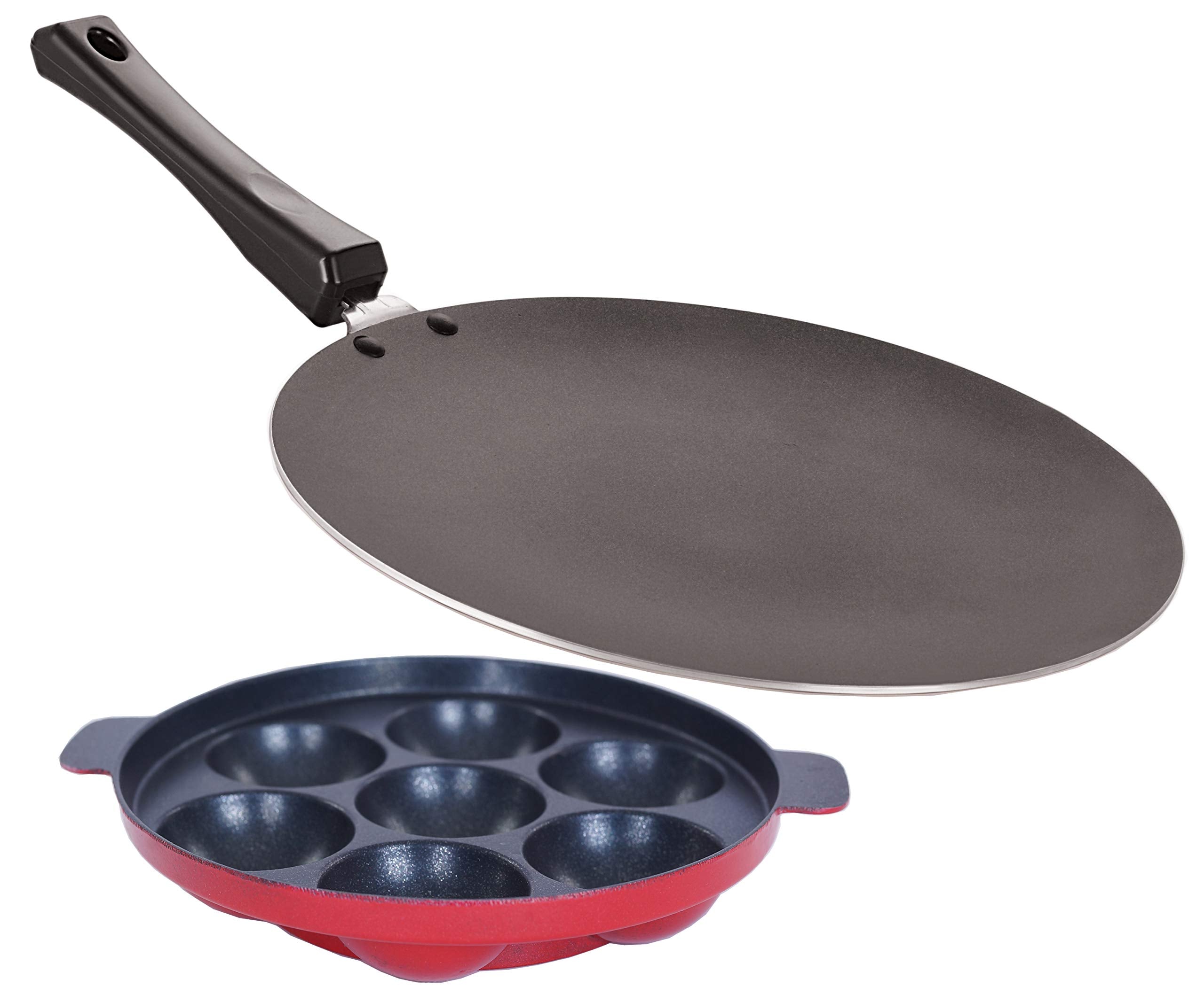 Nirlon NonStick Aluminium Kitchen Utencils Combo Item Set, Roti Tawa, Appampatram 7 Cavity