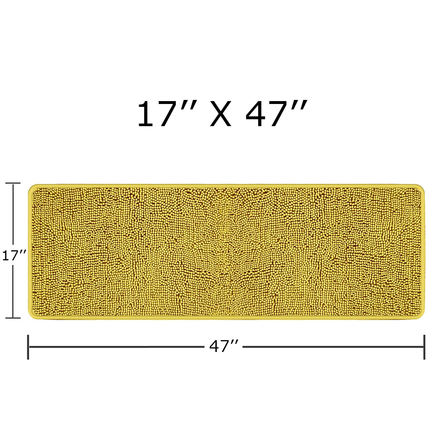 Pureswan Mustard 47 X 17 Bathroom Rugs - Absorbent And Washable Bath Mat, Non-Slip, Thick Soft Chenille Bath Rugs For Bathroom F