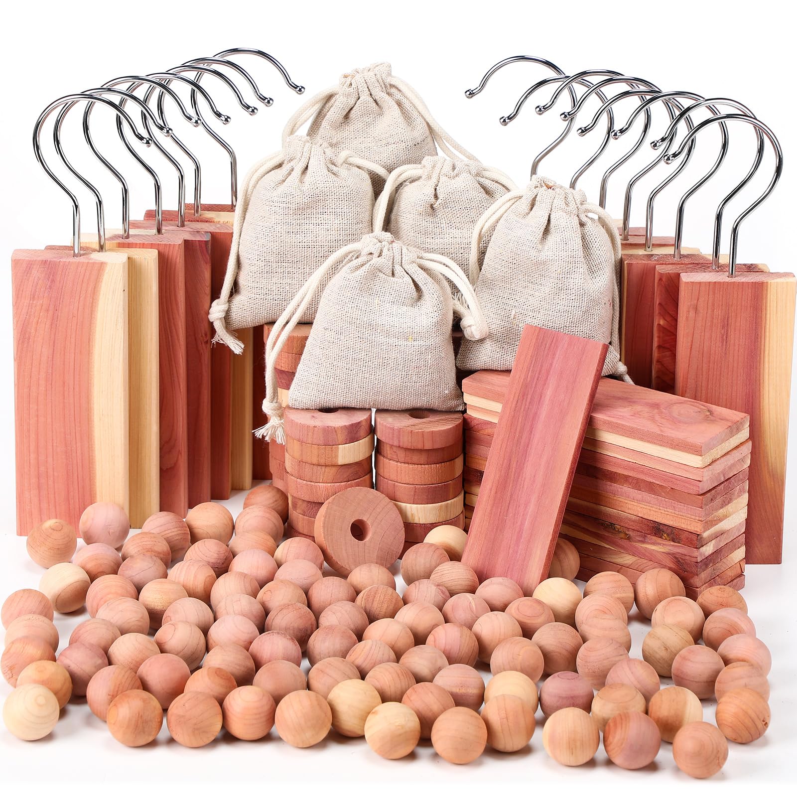 Geetery 150 Pcs Cedar Blocks For Clothes Storage Ceder Balls And Chips Cedar Hang Ups Cedar Rings Cedar Sachets Wood Balls For D